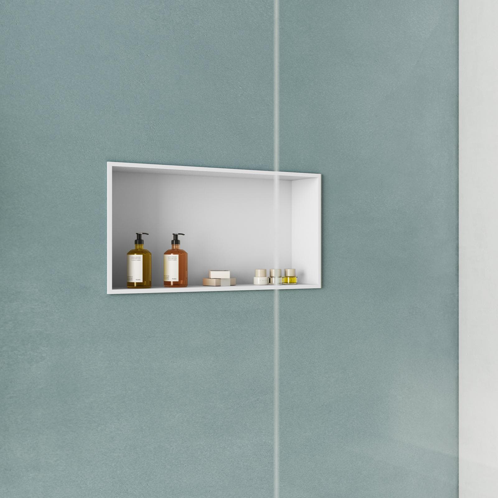 Nicchia da parete incassata 60x12x30h cm in acciaio inox bianco opaco