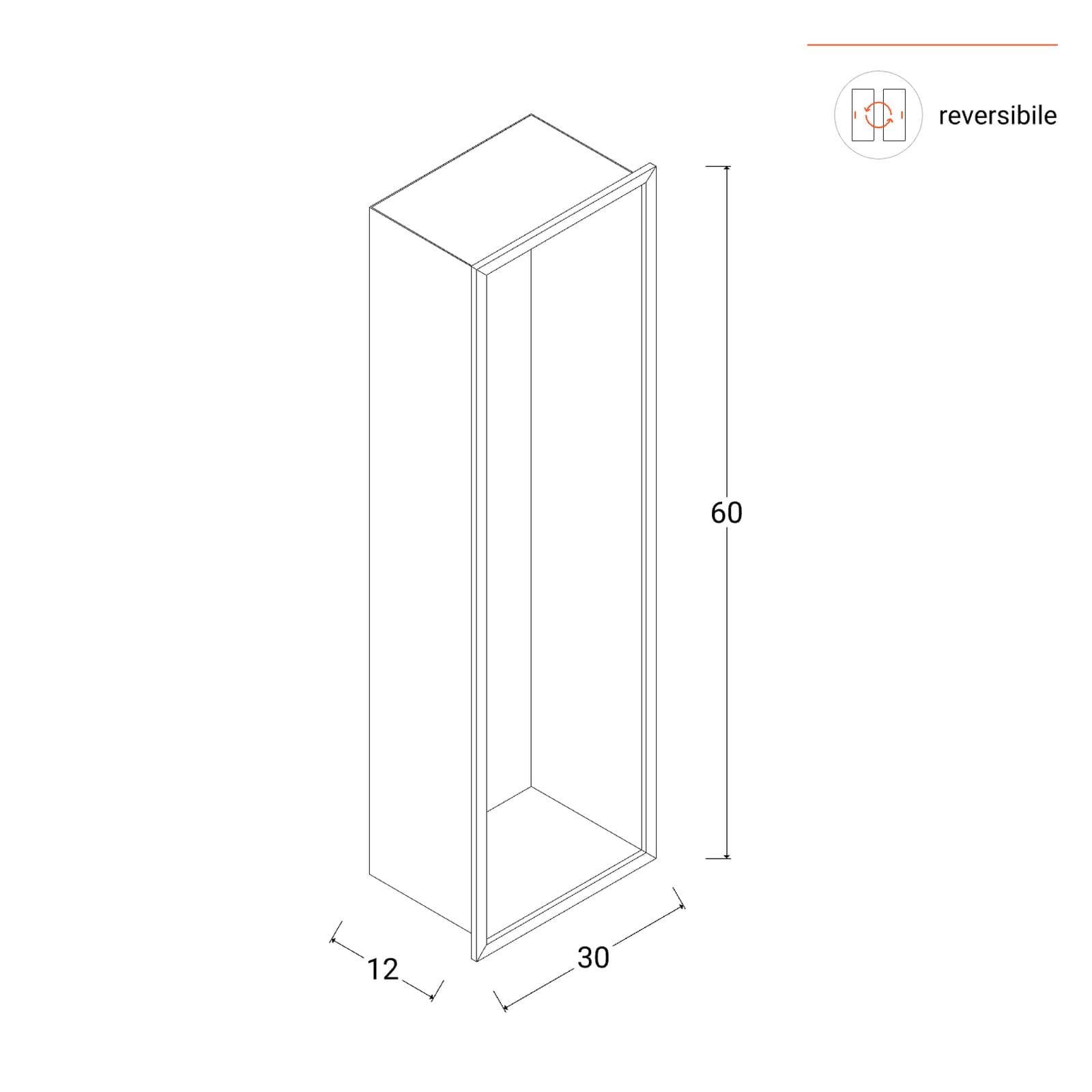 Nicchia da parete incassata 60x12x30h cm in acciaio inox bianco opaco