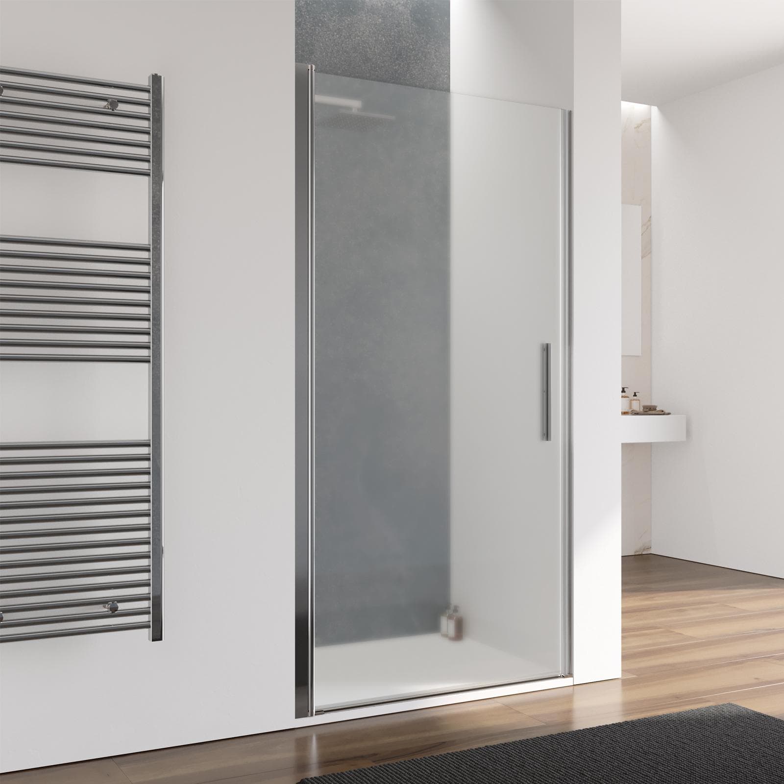 Nicchia doccia 100 cm con porta battente in vetro temperato opaco - Nilo