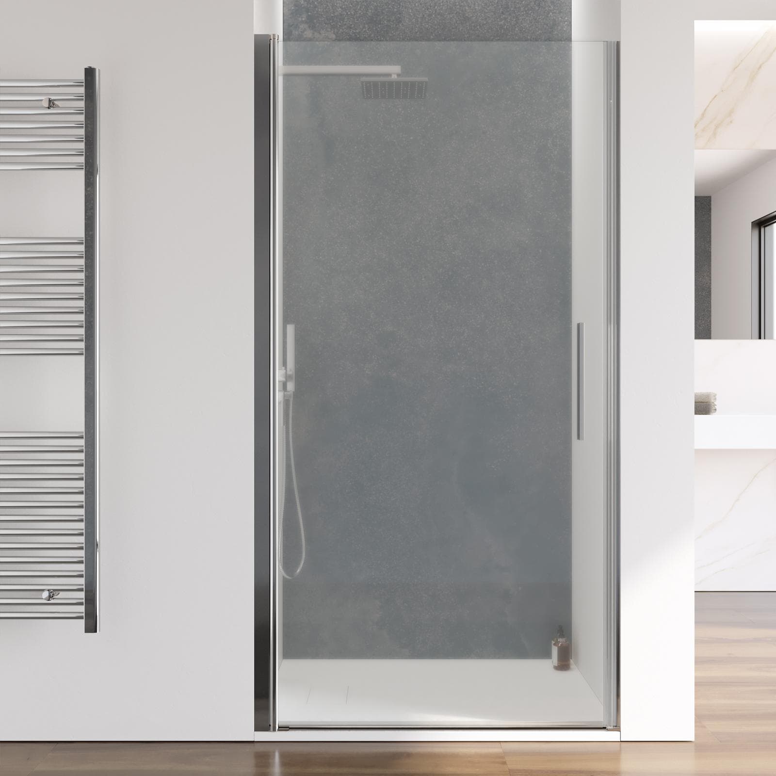 Nicchia doccia 100 cm con porta battente in vetro temperato opaco - Nilo