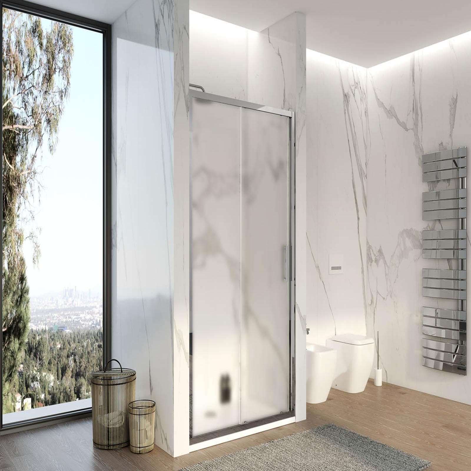 Nicchia doccia 100 cm scorrevole vetro temperato opaco profilo cromo 195h - Moritz