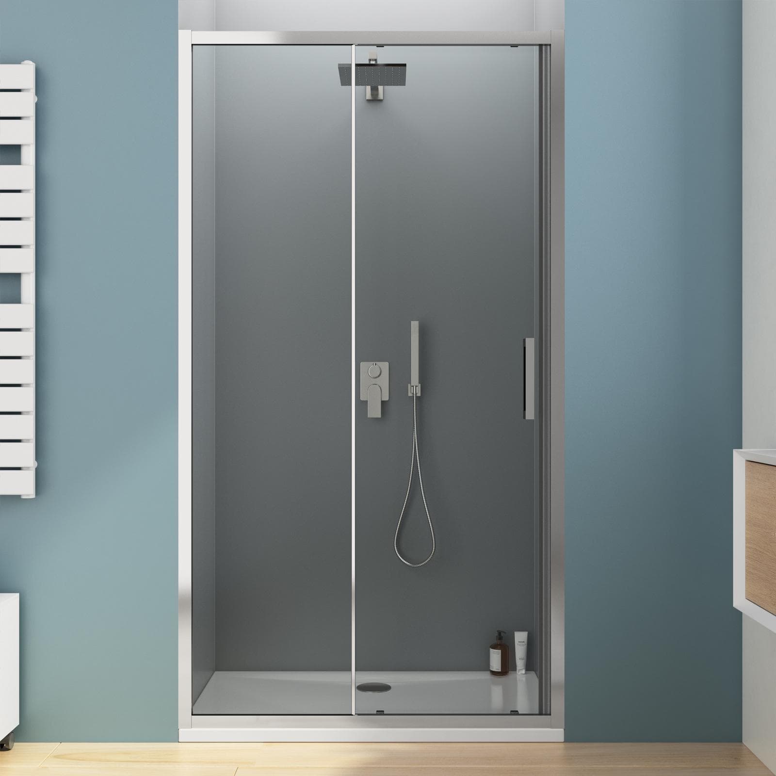 Nicchia doccia 100 cm scorrevole in vetro trasparente anticalcare profilo cromo 195h - Moritz