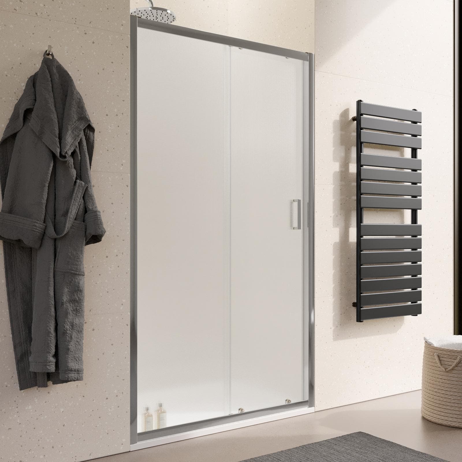 Nicchia doccia 115 cm scorrevole vetro temperato 6mm stampato 185h - Young