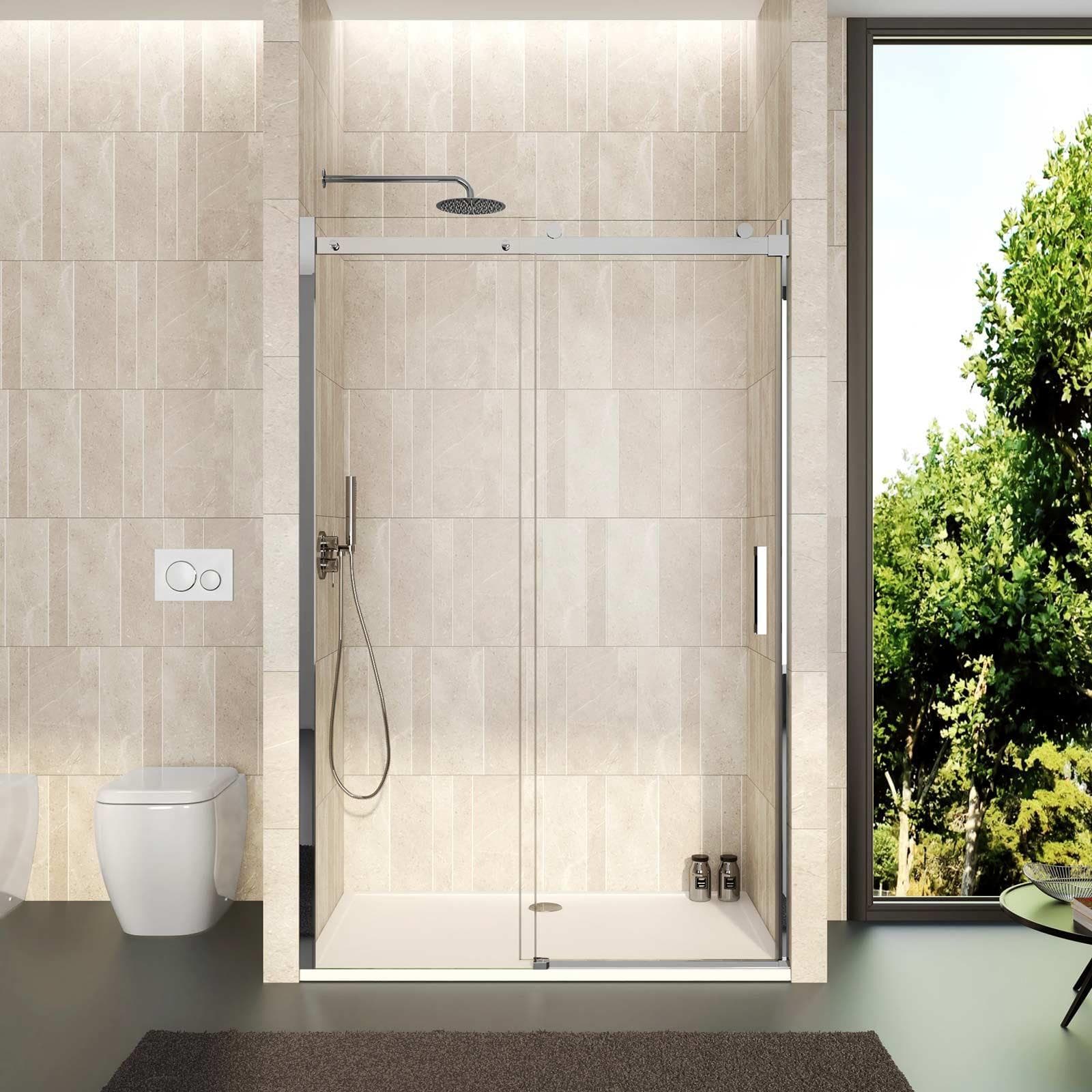 Box doccia nicchia 120 cm scorrevole vetro anticalcare trasparente profilo cromo 195h - Rail