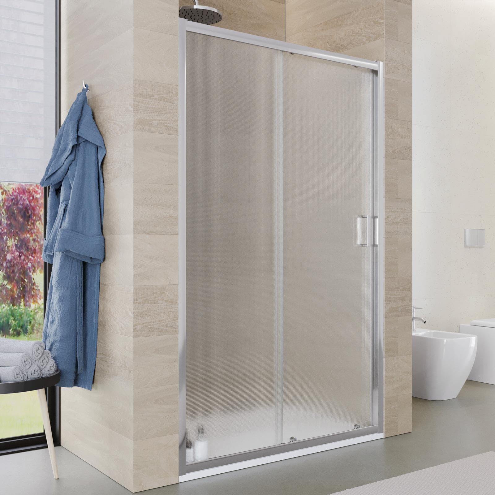 Nicchia doccia 120 cm scorrevole vetro temperato 6mm stampato 185h - Young