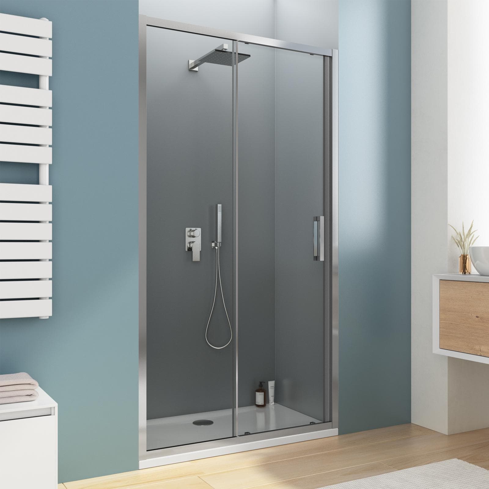 Nicchia doccia 120 cm scorrevole in vetro trasparente anticalcare profilo cromo 195h - Moritz