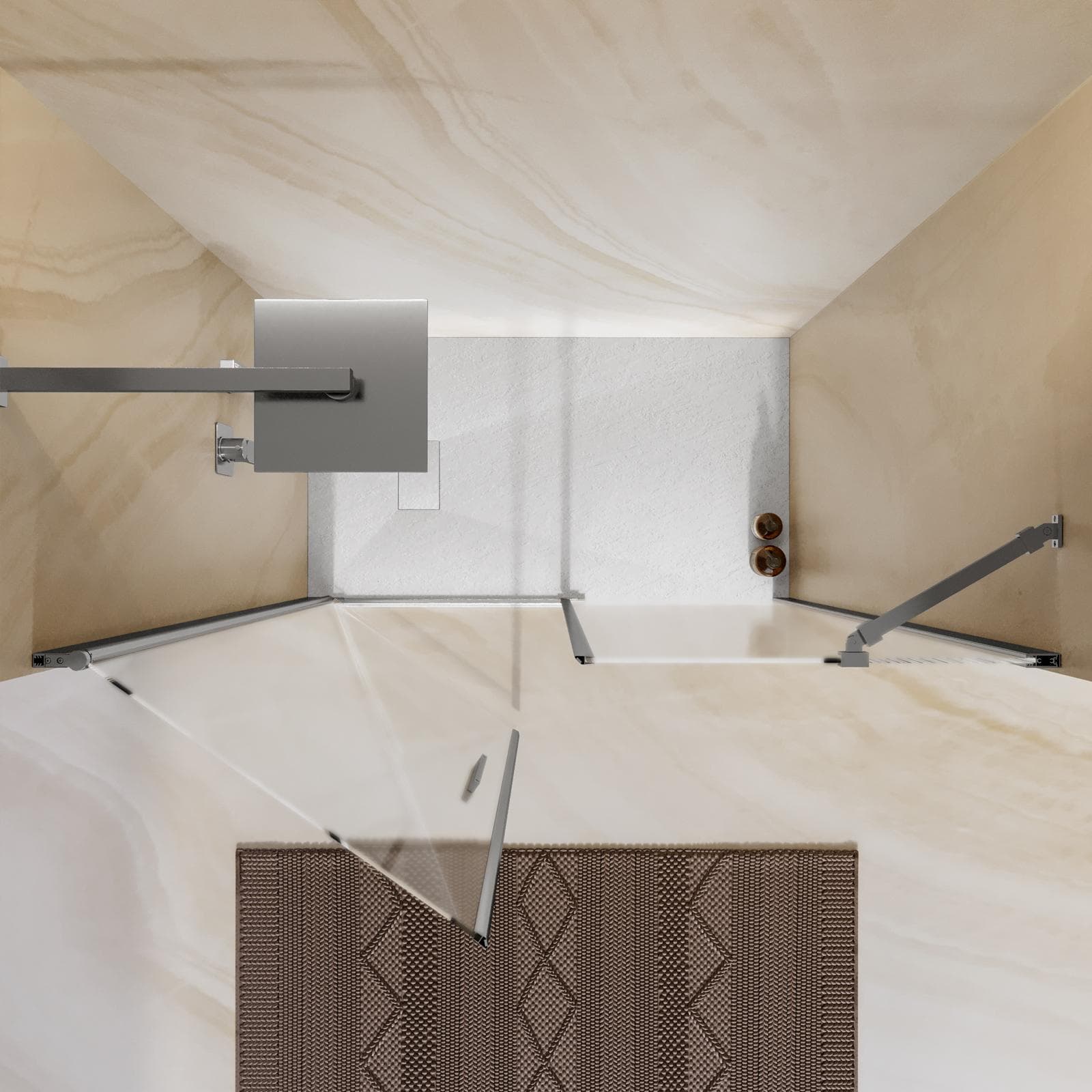Box doccia nicchia 125 cm battente 65 + 60 fisso con vetro temperato opaco e profilo cromo 195h- Nilo