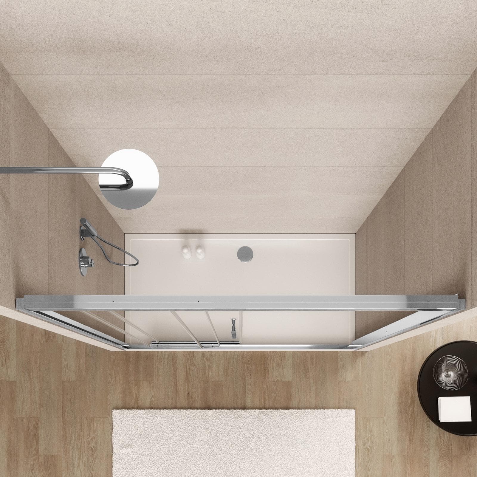 Box doccia nicchia 130 cm scorrevole verso sx 3 ante anticalcare trasparente e profilo cromo 195h - Teknic