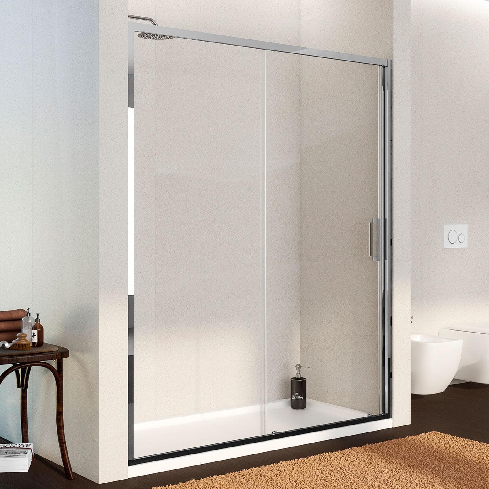 Nicchia doccia 135 cm scorrevole in vetro trasparente anticalcare profilo cromo 195h - Moritz