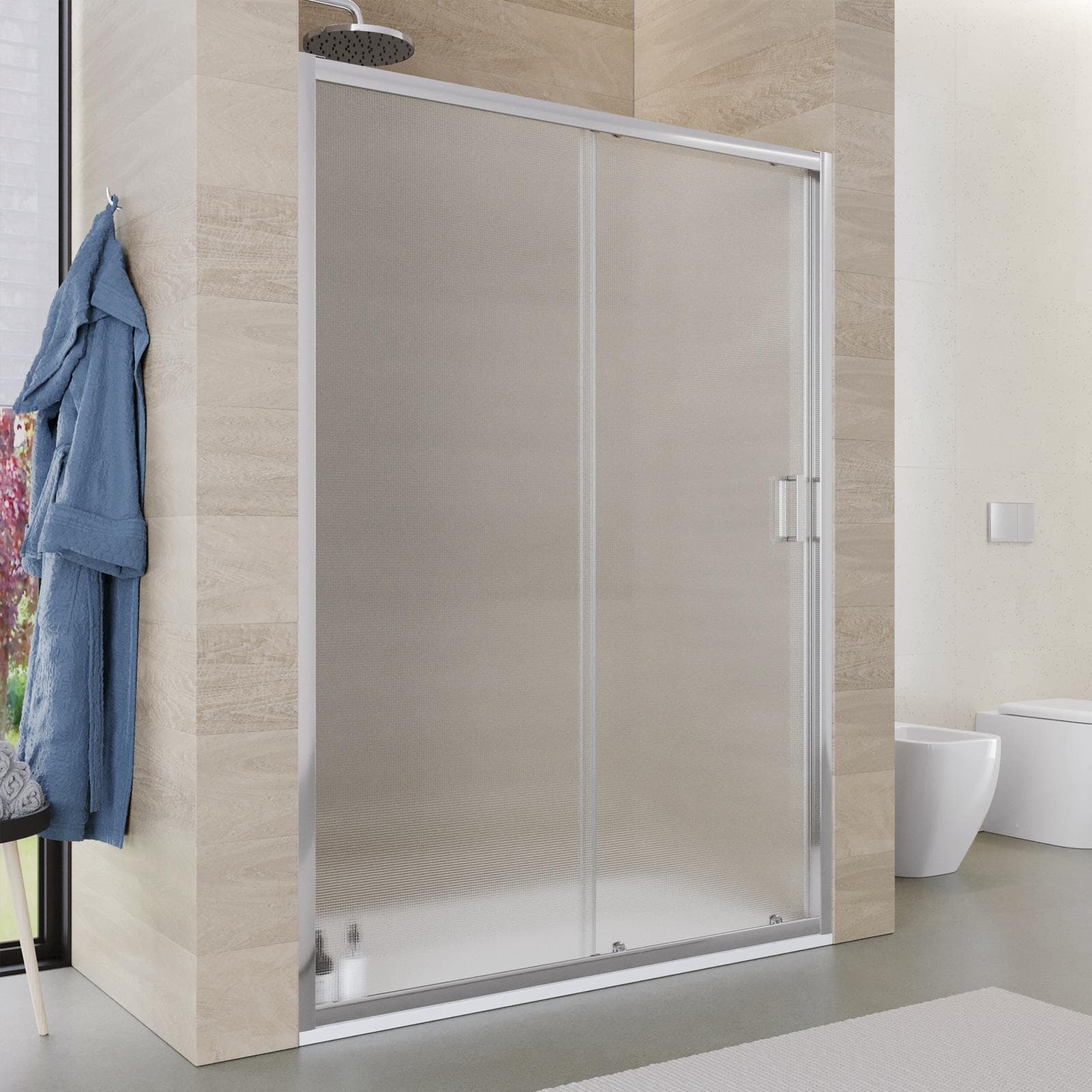 Nicchia doccia 140 cm scorrevole vetro temperato 6mm stampato 185h - Young