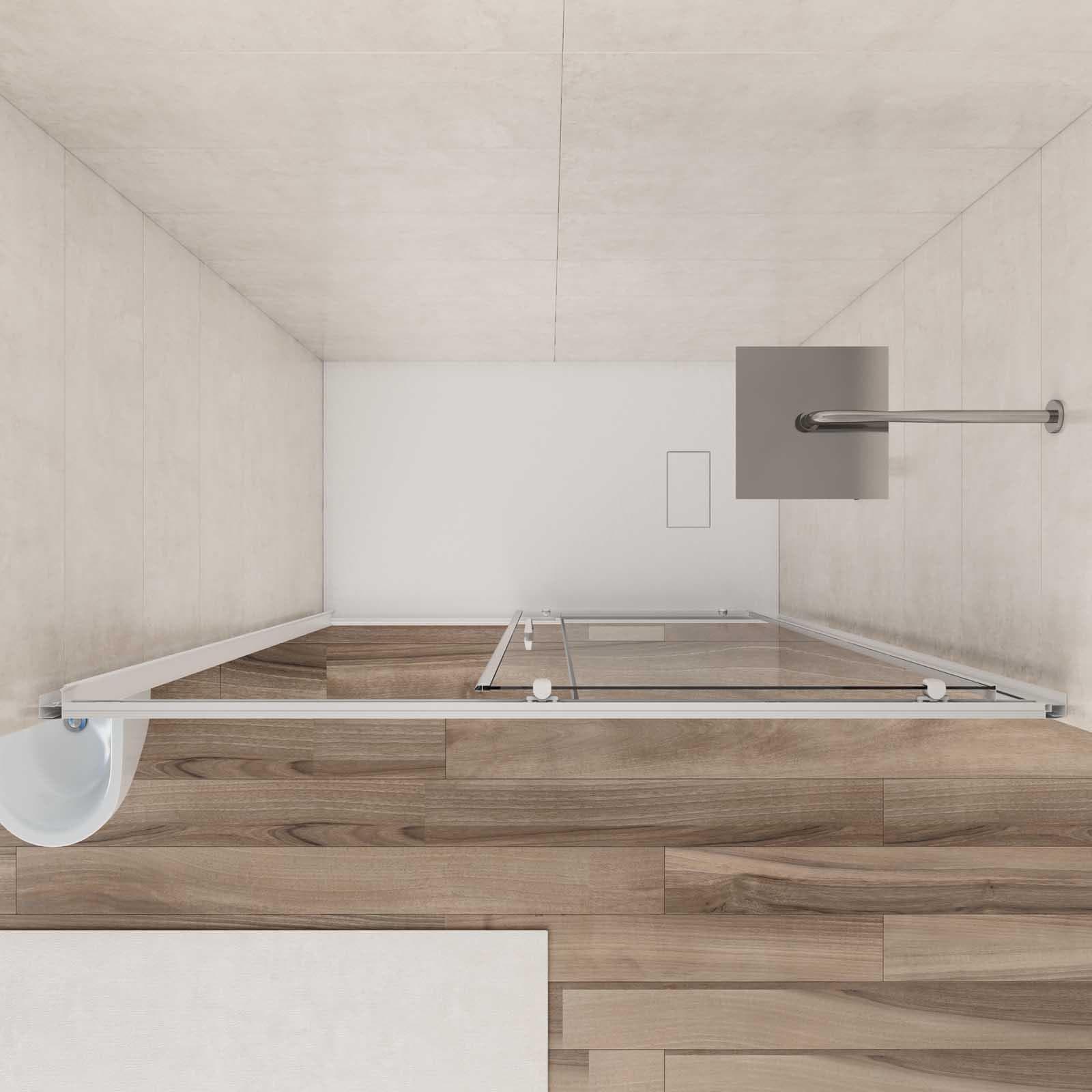 Box doccia nicchia 140 cm scorrevole con vetro trasparente e profilo bianco 185h - Lite