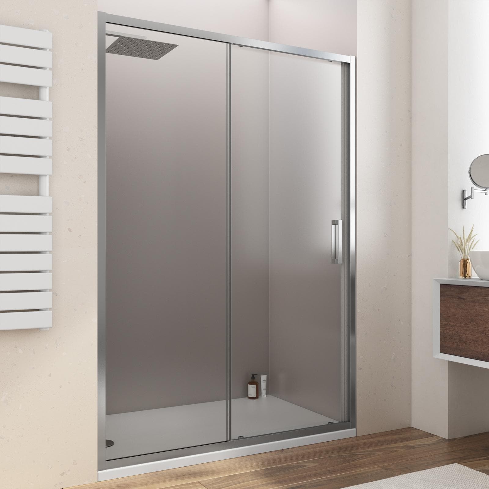 Nicchia doccia 140 cm scorrevole in vetro trasparente anticalcare profilo cromo 195h - Moritz