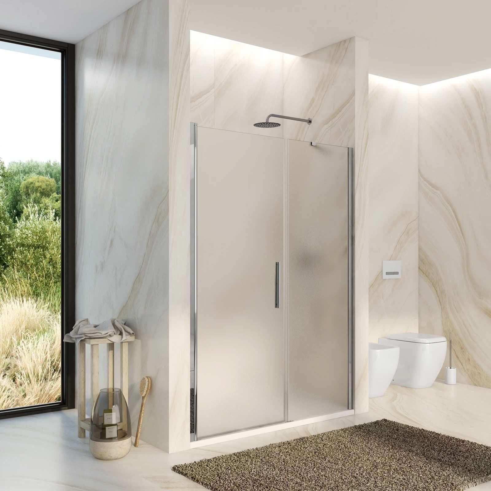 Nicchia doccia 145 cm porta battente 75 cm con lato fisso opaco 195h - Nilo