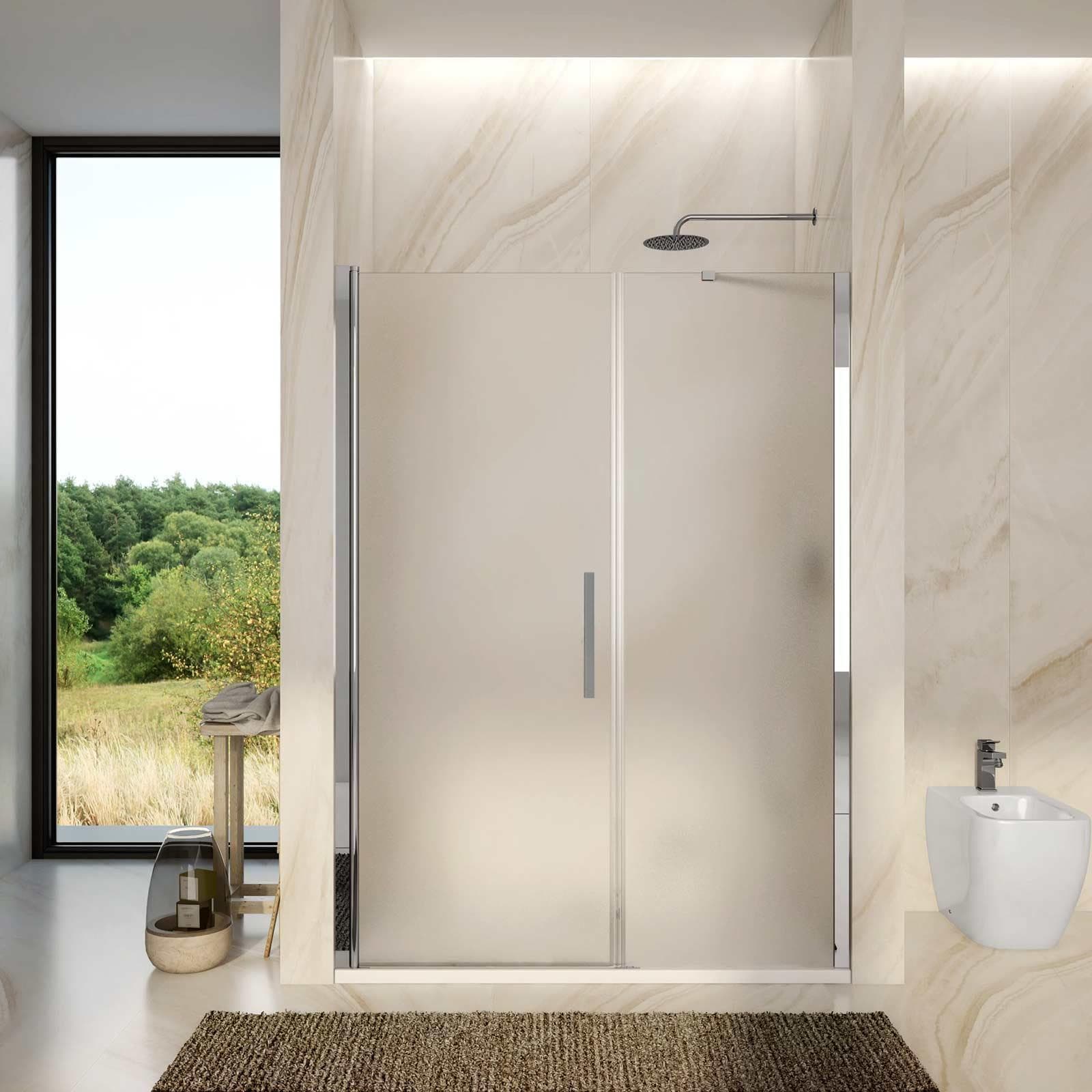 Nicchia doccia 145 cm porta battente 75 cm con lato fisso opaco 195h - Nilo