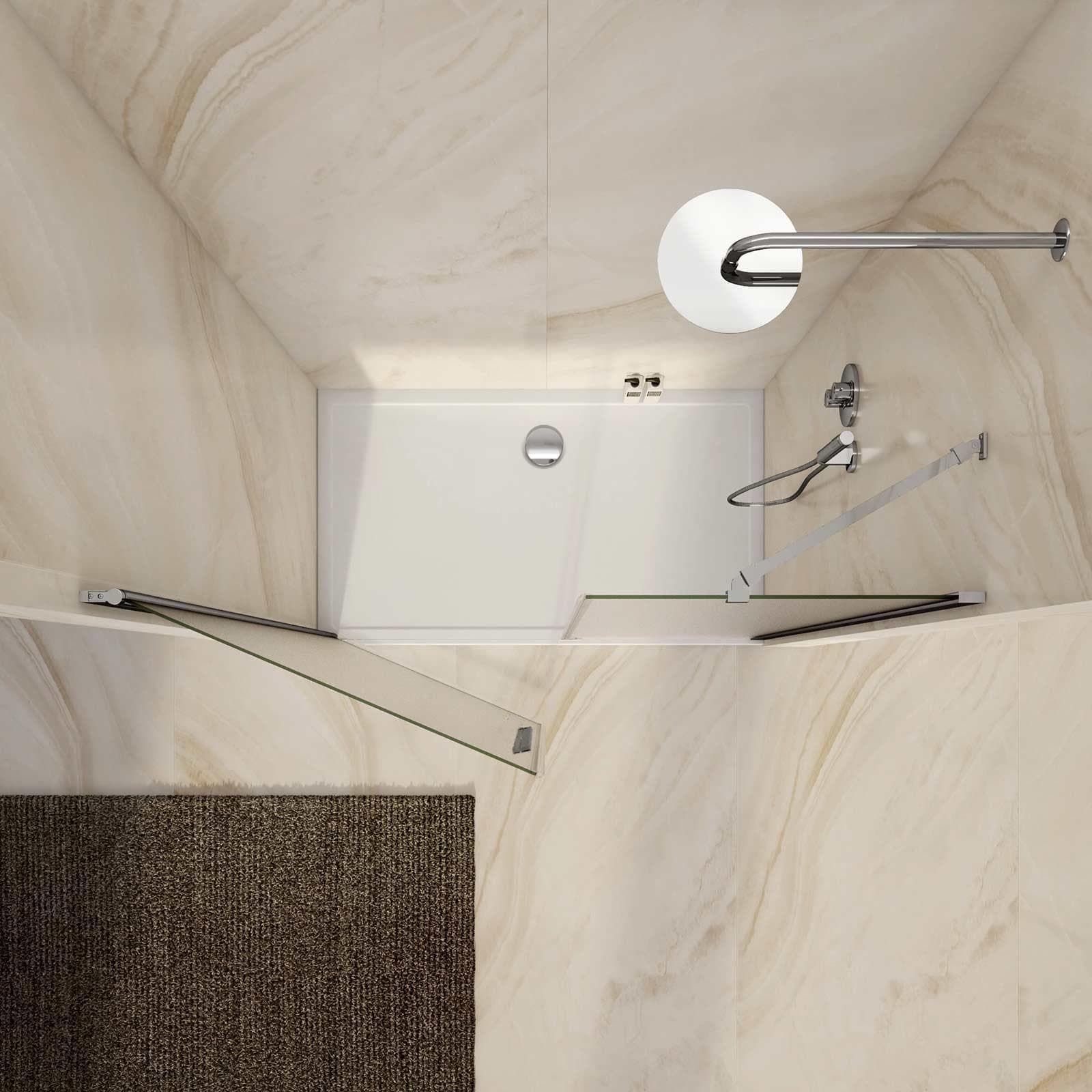 Nicchia doccia 145 cm porta battente 75 cm con lato fisso opaco 195h - Nilo