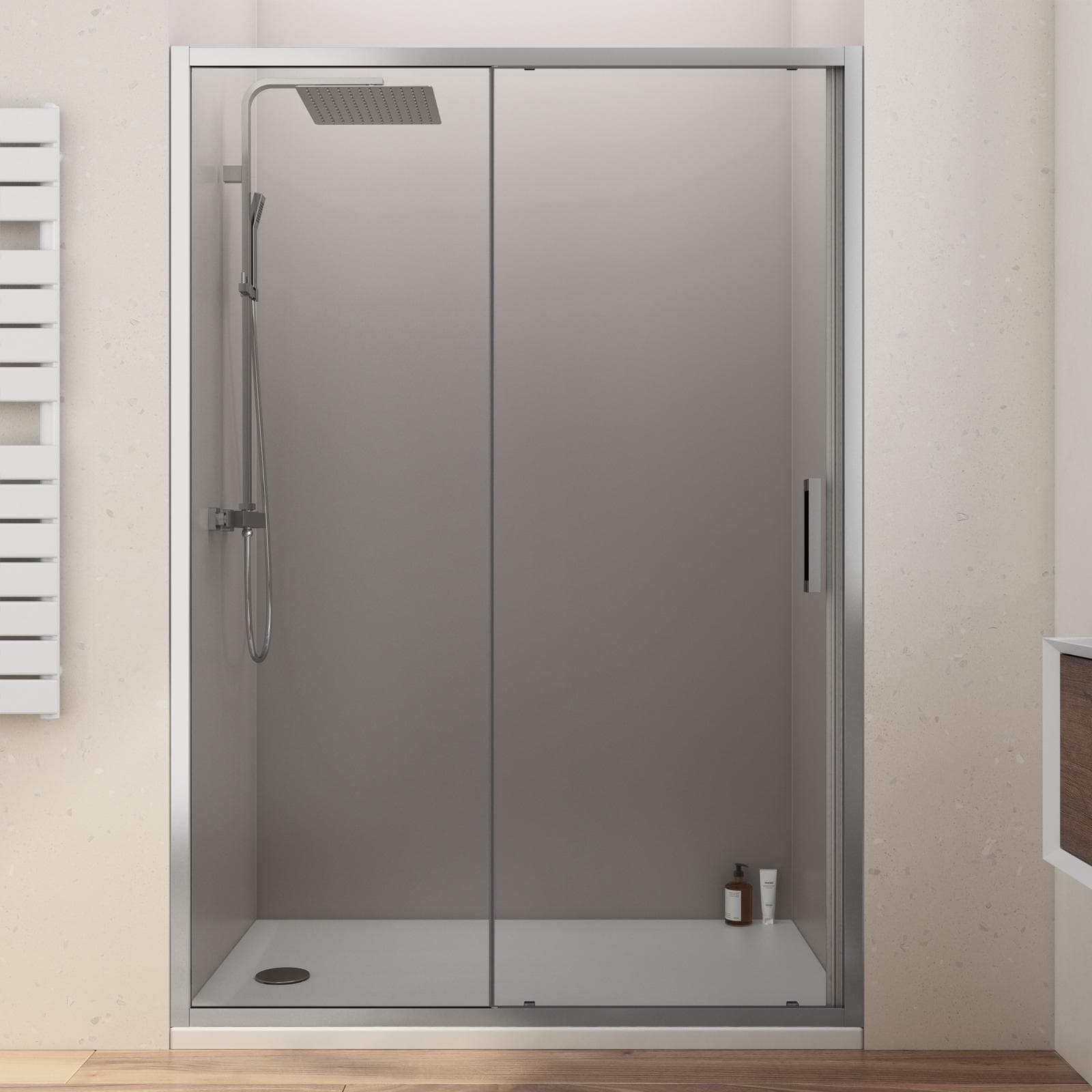 Nicchia doccia 145 cm scorrevole in vetro trasparente anticalcare profilo cromo 195h - Moritz
