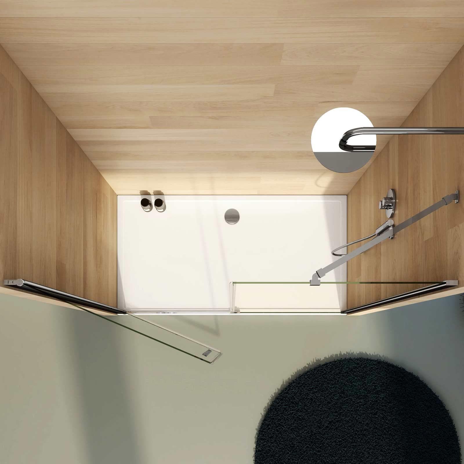 Box doccia nicchia 150 cm battente 75 cm e lato fisso con vetro temperato trasparente e profilo cromo 195h - Nilo