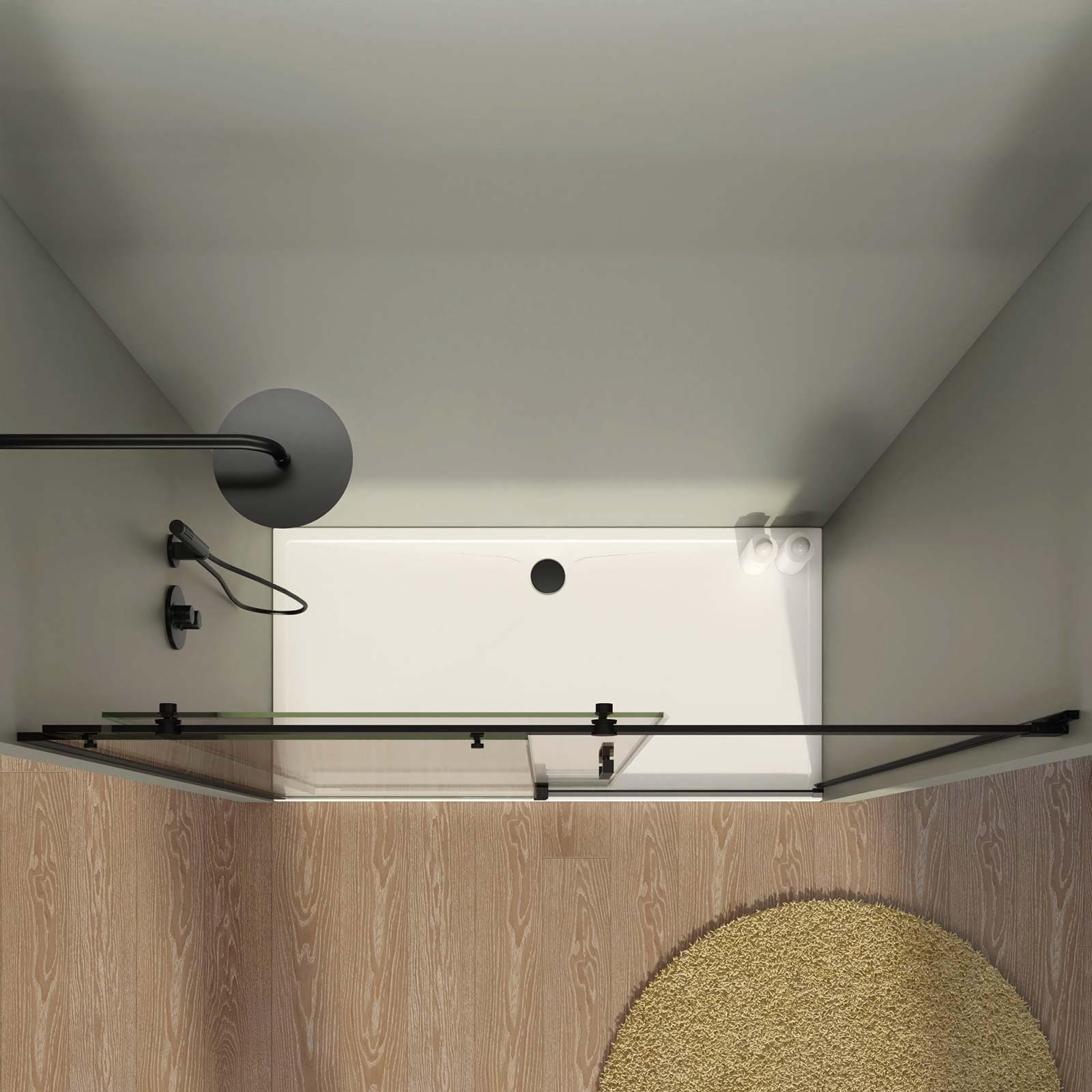 Box doccia nicchia 150 cm scorrevole vetro anticalcare trasparente profilo nero opaco 195h - Rail