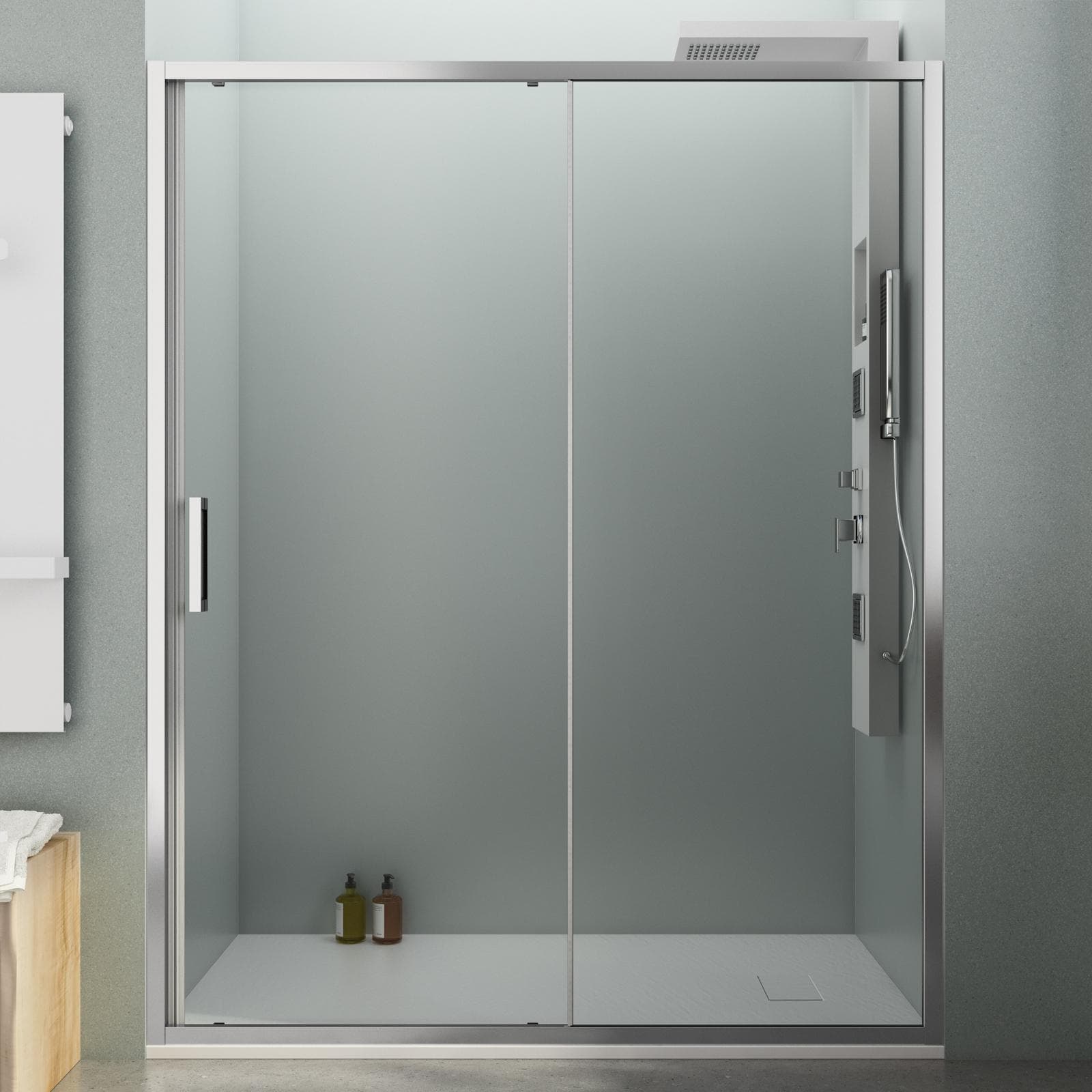 Nicchia doccia 150 cm scorrevole in vetro trasparente anticalcare profilo cromo 195h - Moritz