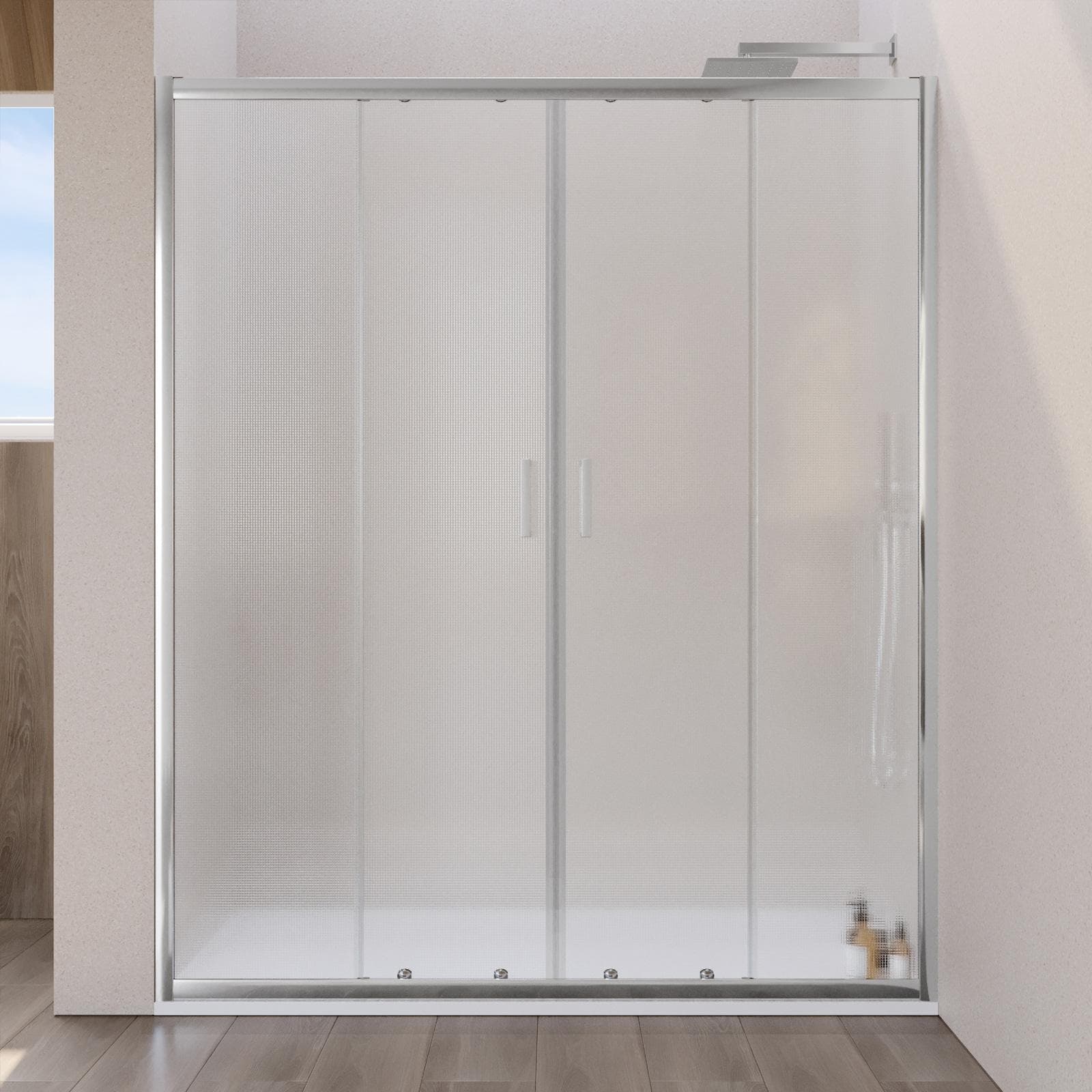 Nicchia doccia 160 cm doppio scorrevole vetro temperato 6mm stampato 185h - Young