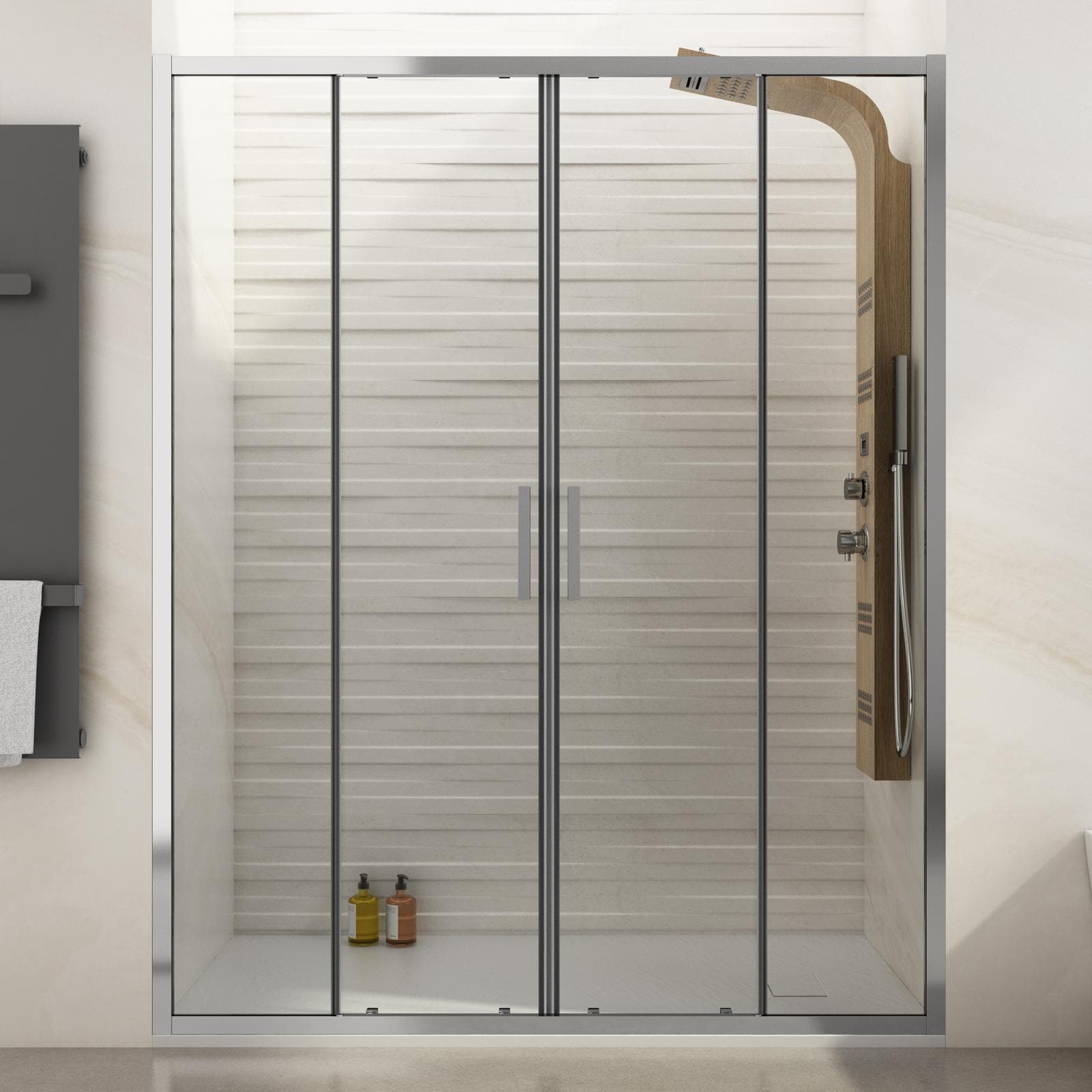 Nicchia doccia 160 cm doppio scorrevole in vetro trasparente anticalcare profilo cromo 195h - Moritz