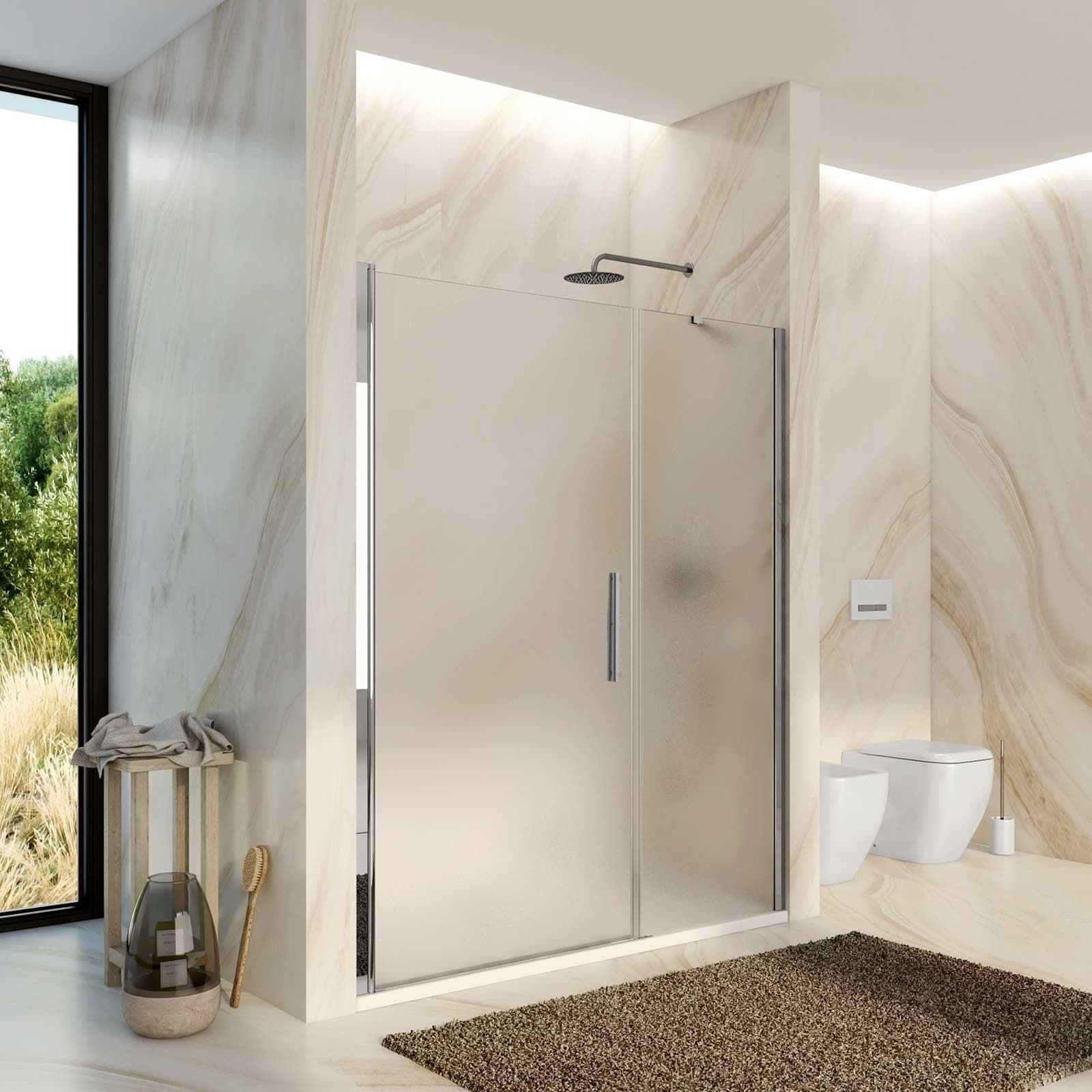 Box doccia nicchia 160 cm porta battente 95 cm con lato fisso opaco 195h - Nilo