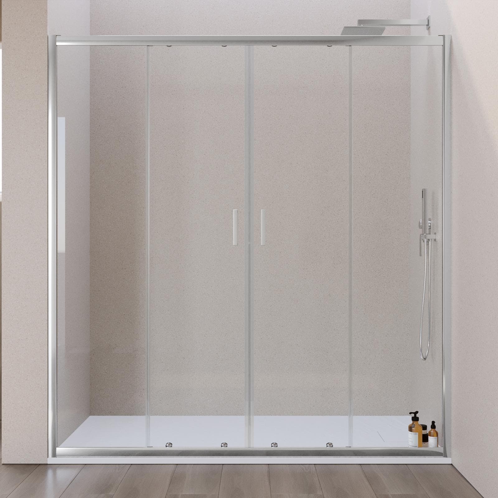 Nicchia doccia 180 cm doppio scorrevole vetro temperato 6mm trasparente 185h - Young