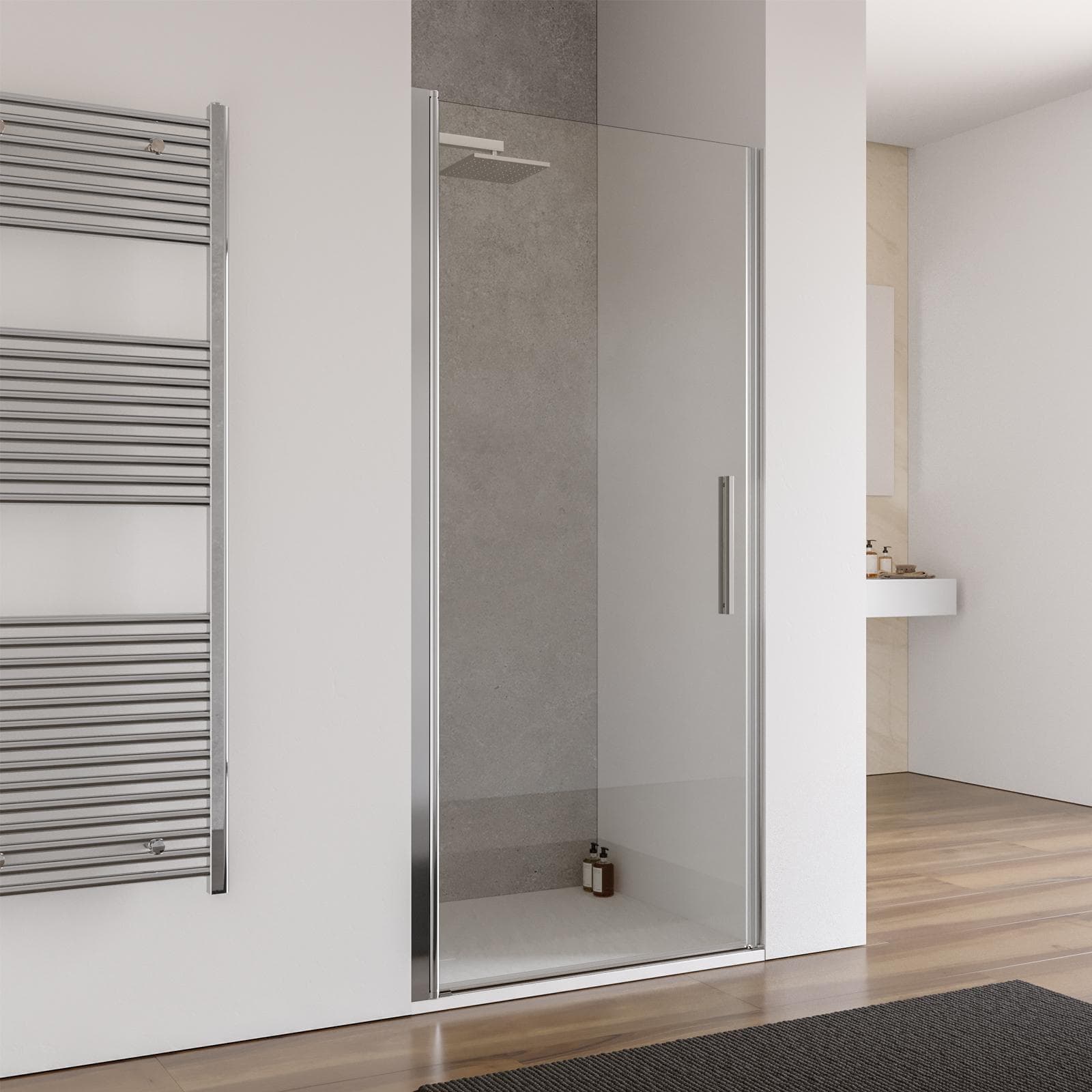 Nicchia doccia 90 cm con porta battente in vetro temperato trasparente - Nilo