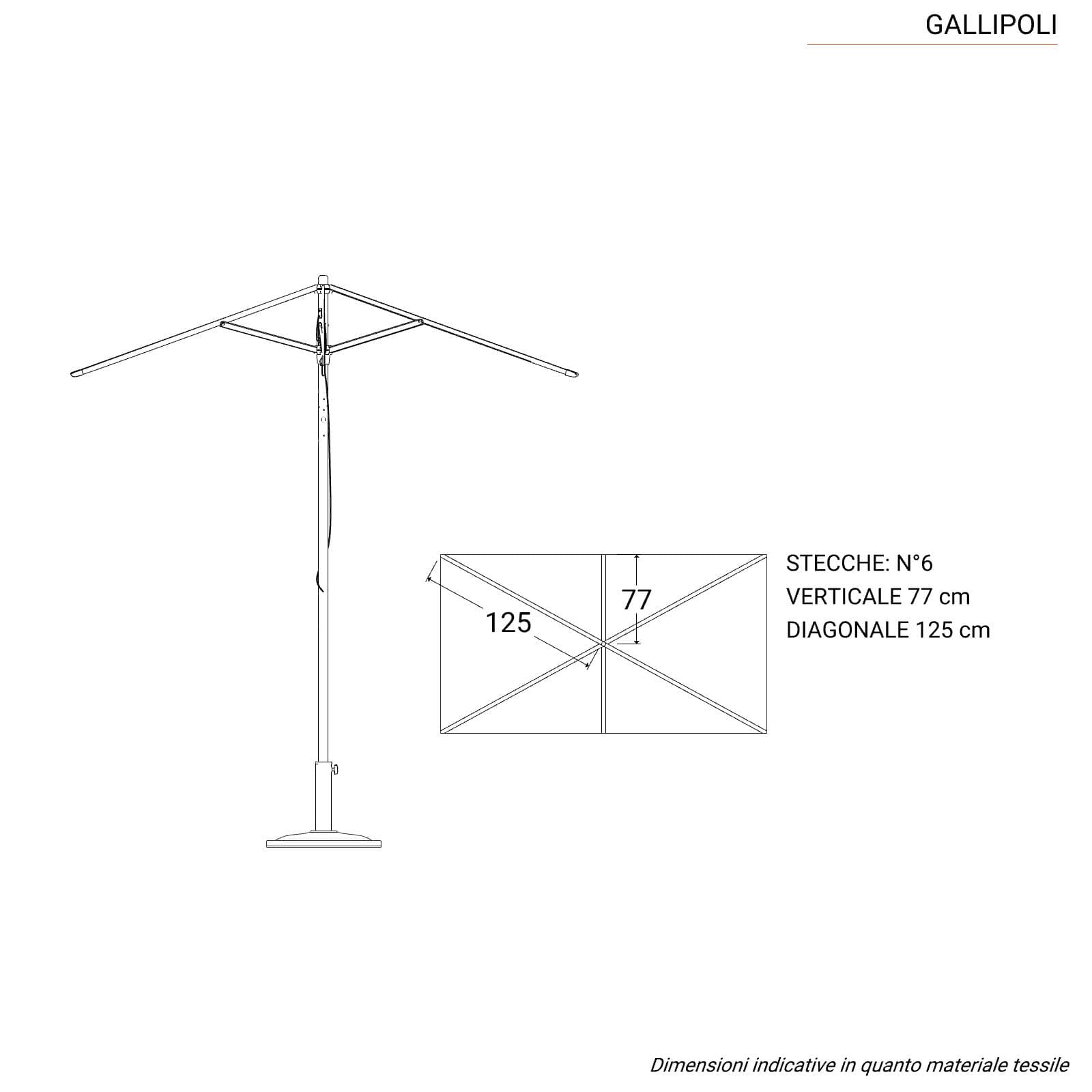 Ombrellone da giardino 1,5x2 m palo centrale telo ecrù - Gallipoli