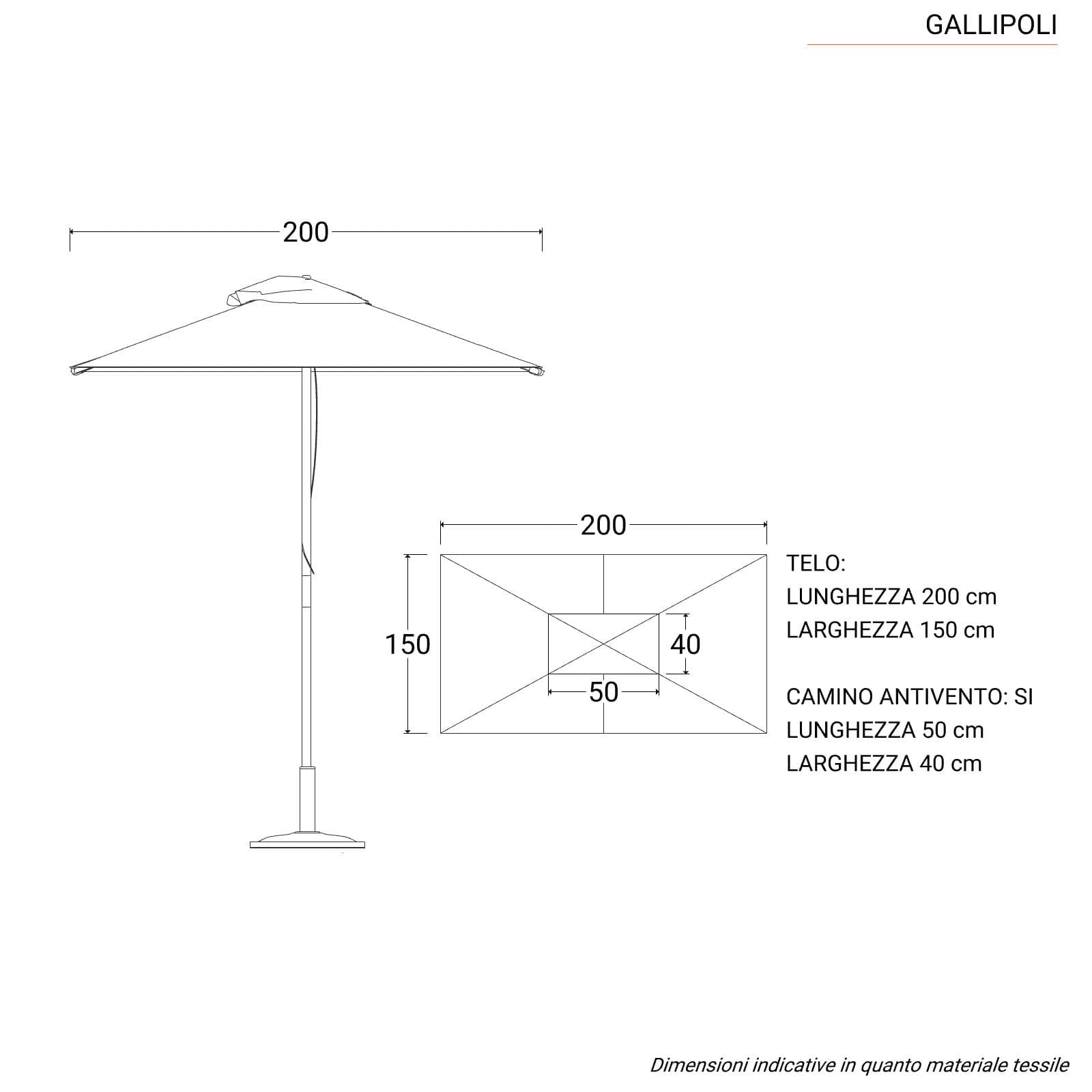 Ombrellone da giardino 1,5x2 m palo centrale telo ecrù - Gallipoli