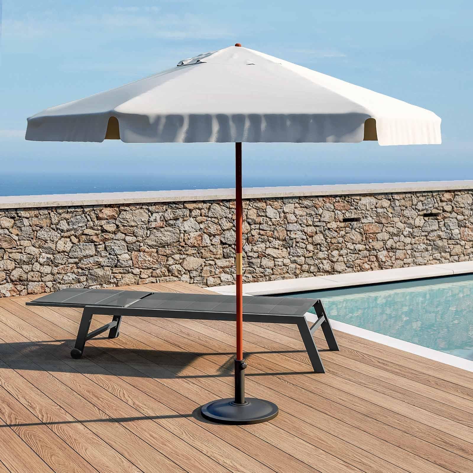 Ombrellone da giardino rotondo 2,5 m palo centrale telo ecrù con volant - Gallipoli