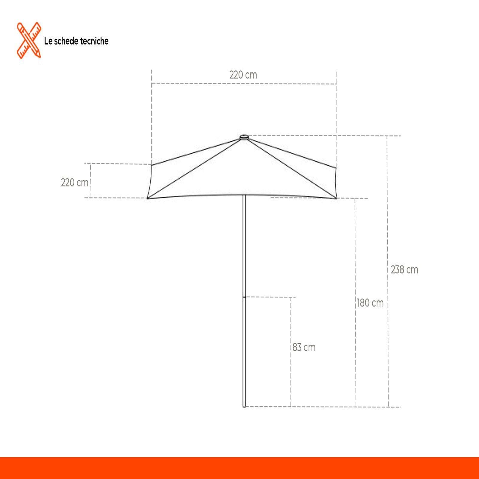 Ombrellone da giardino 2x2 m palo centrale telo bianco - Belize