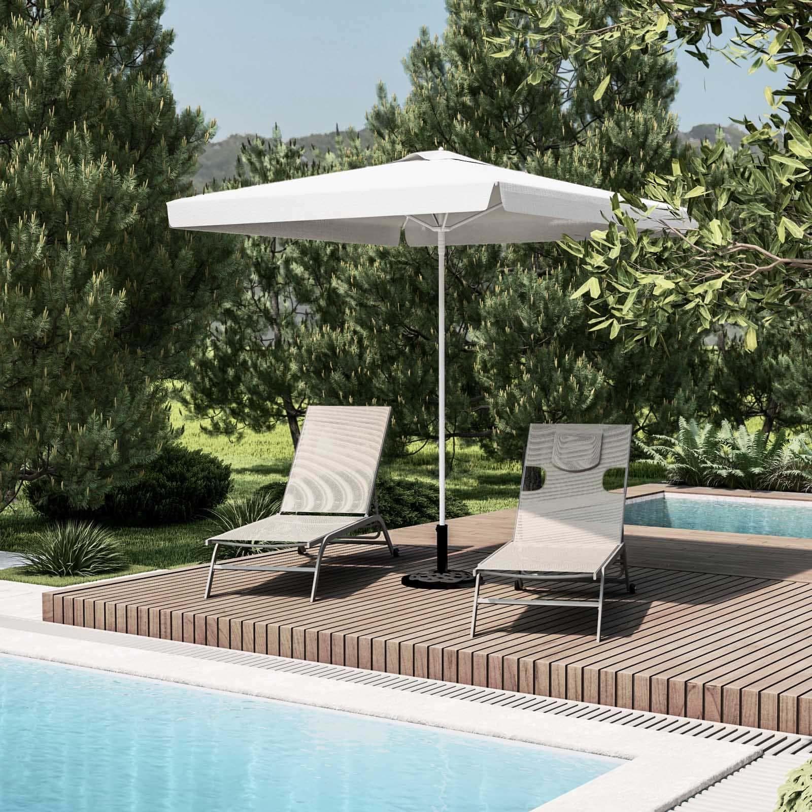 Ombrellone da giardino 2x2 m palo centrale telo bianco con flap - Belize