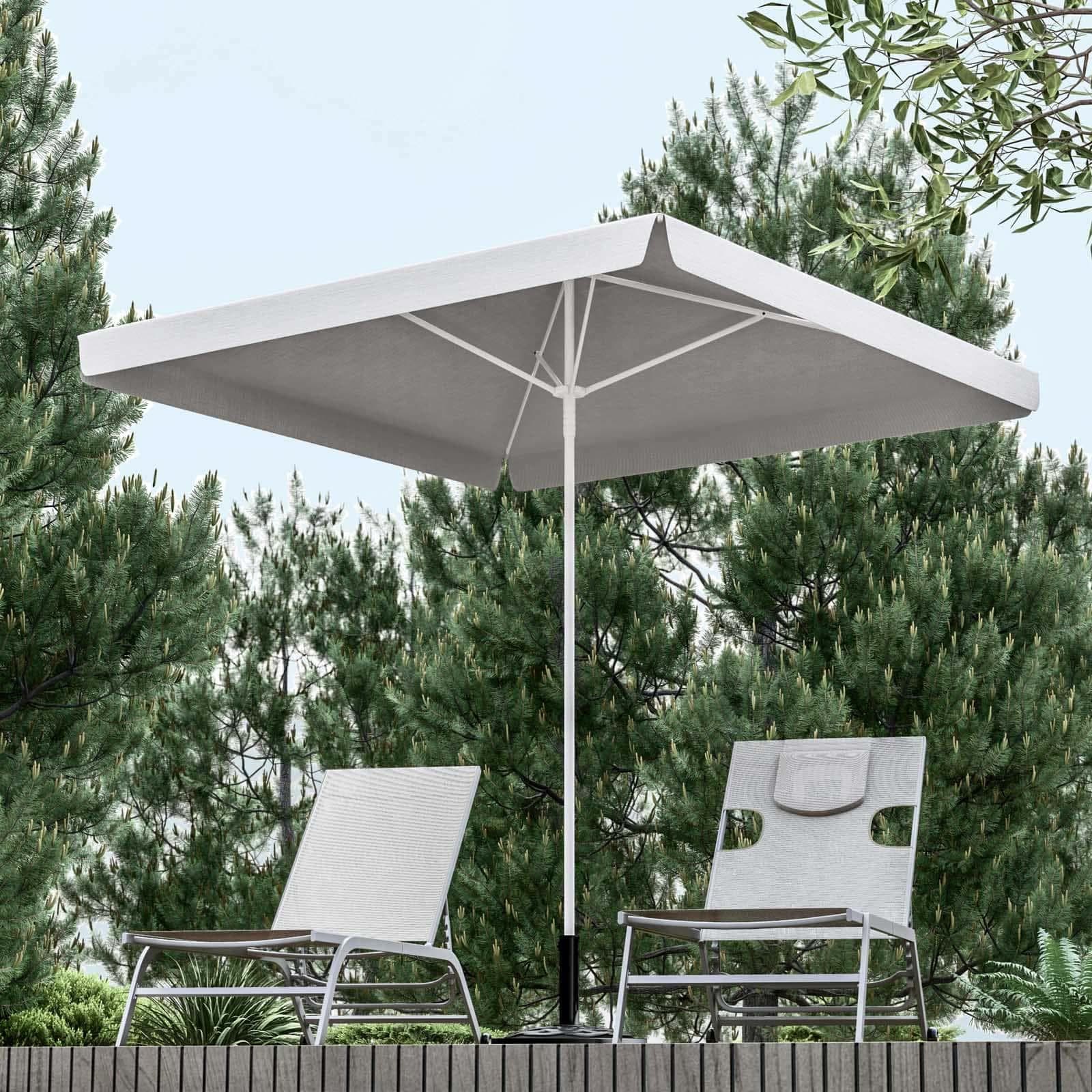 Ombrellone da giardino 2x2 m palo centrale telo bianco con flap - Belize