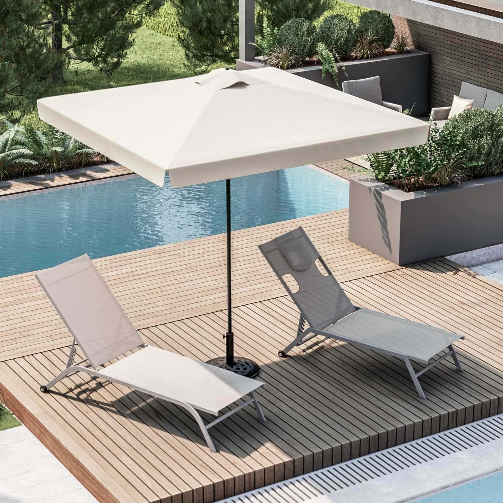 Ombrellone da giardino 2x2 m palo centrale telo ecrù con flap - Belize