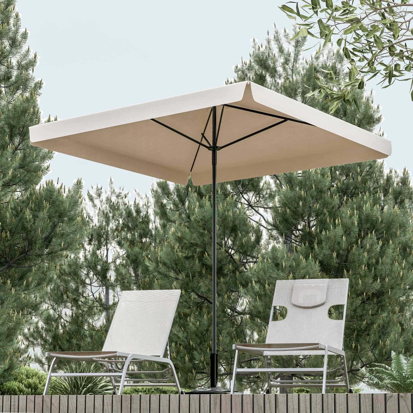 Ombrellone da giardino 2x2 m palo centrale telo ecrù con flap - Belize