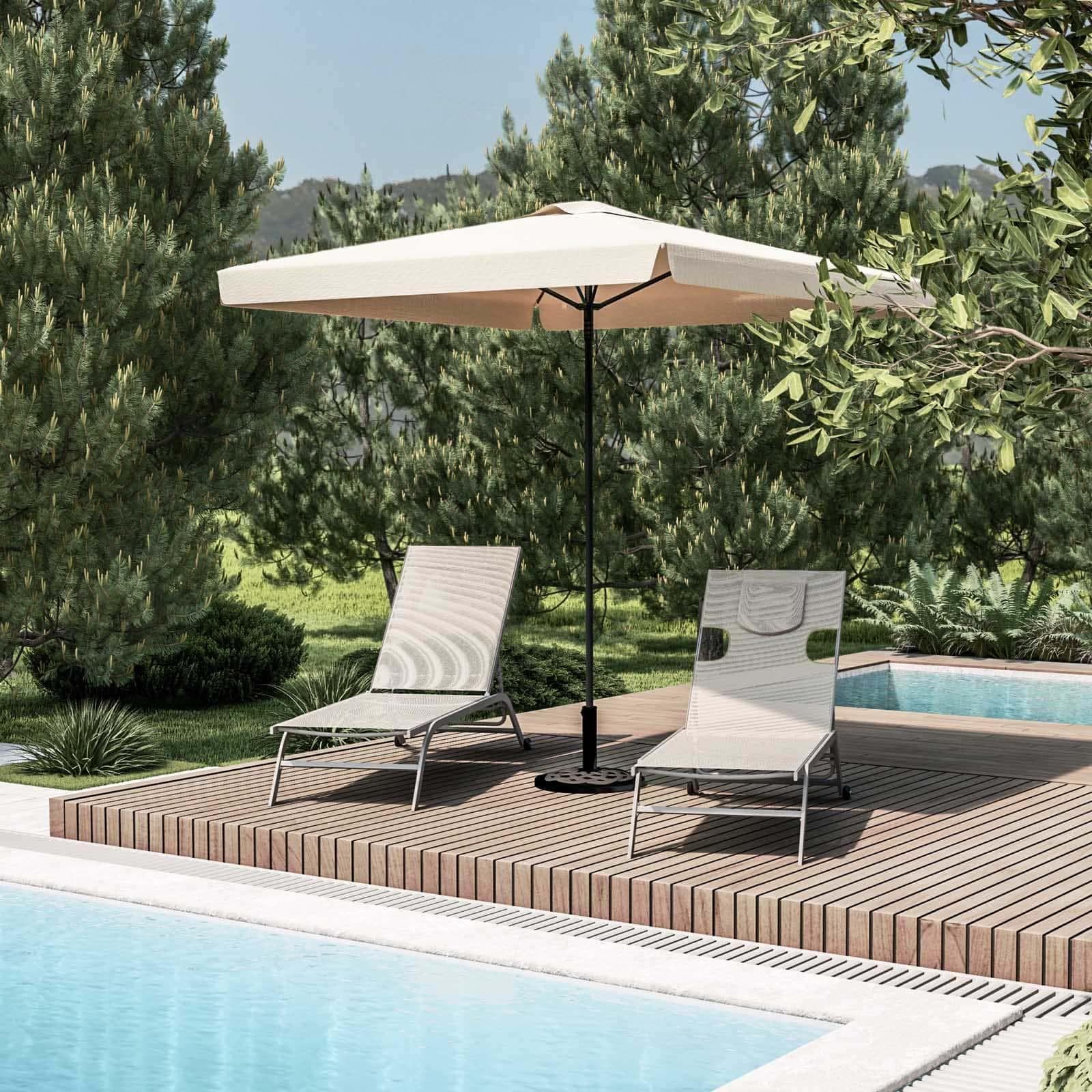 Ombrellone da giardino 2x2 m palo centrale telo ecrù con flap - Belize