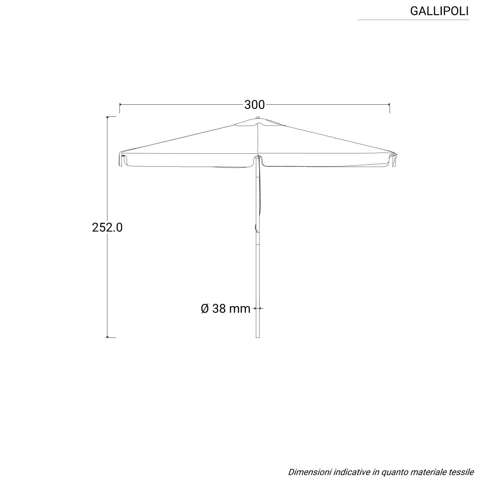 Ombrellone da giardino 2x3 m palo centrale telo blu navy con flap - Gallipoli