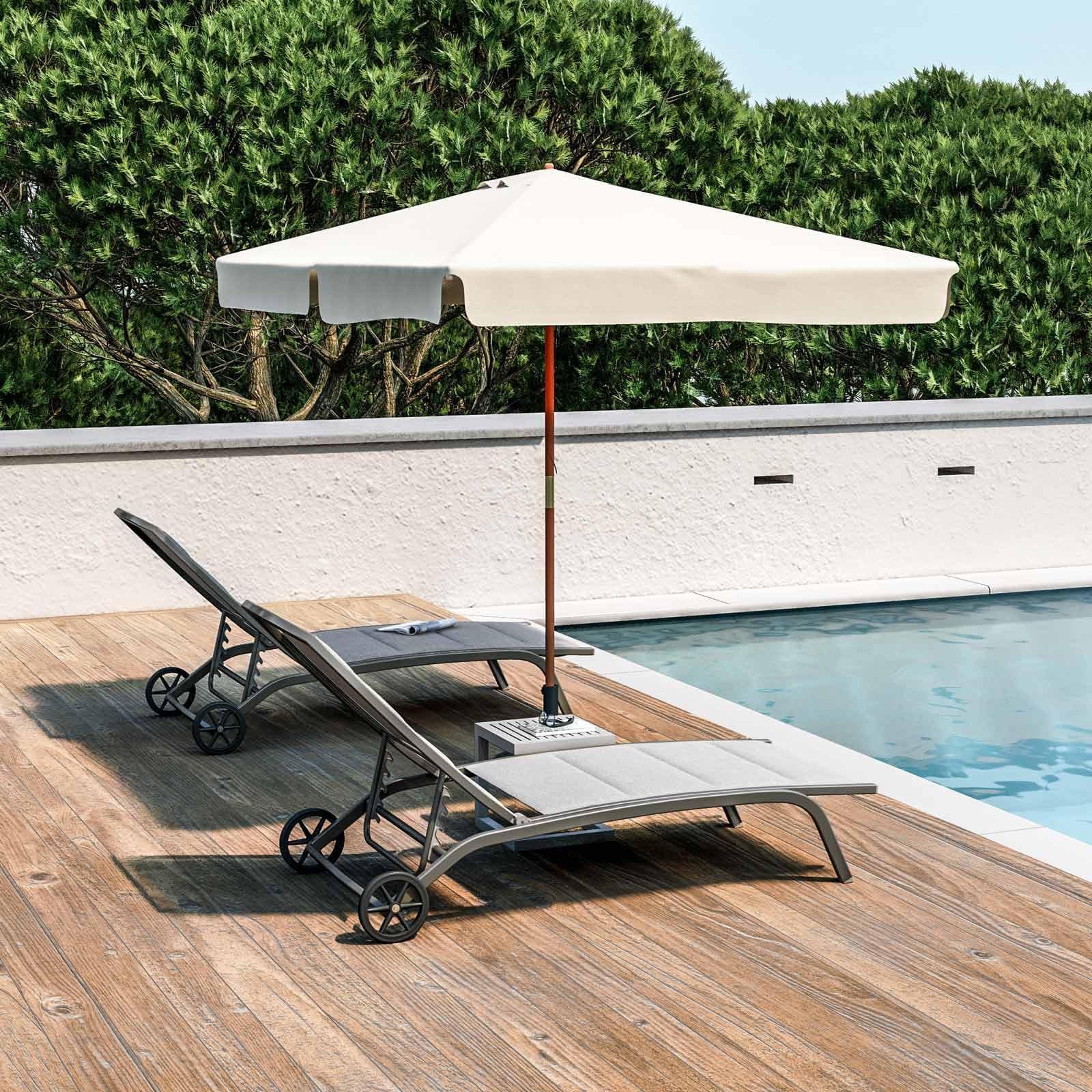 Ombrellone da giardino 2x3 m palo centrale telo ecrù con volant - Gallipoli