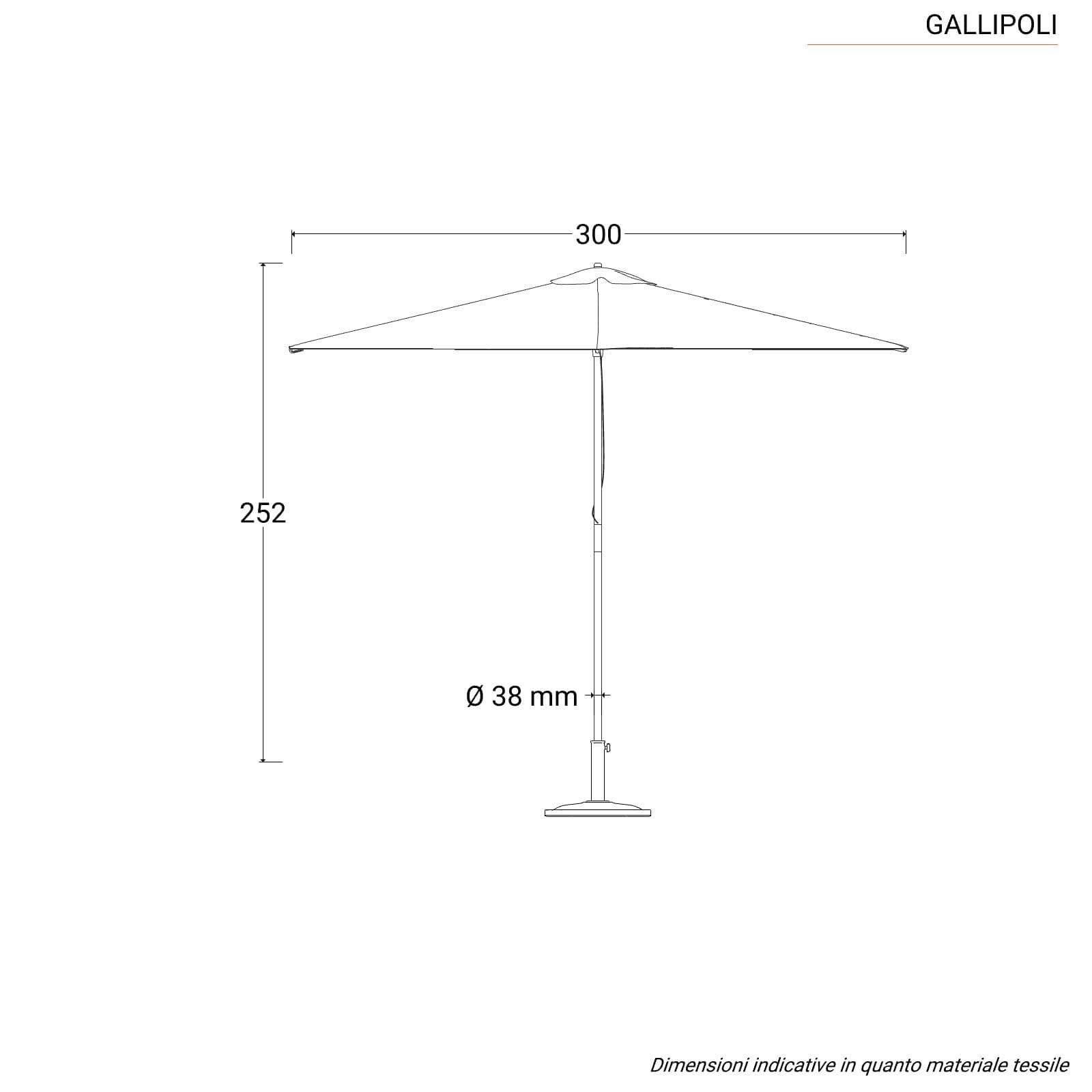 Ombrellone da giardino 2x3 m palo centrale telo ecrù - Gallipoli