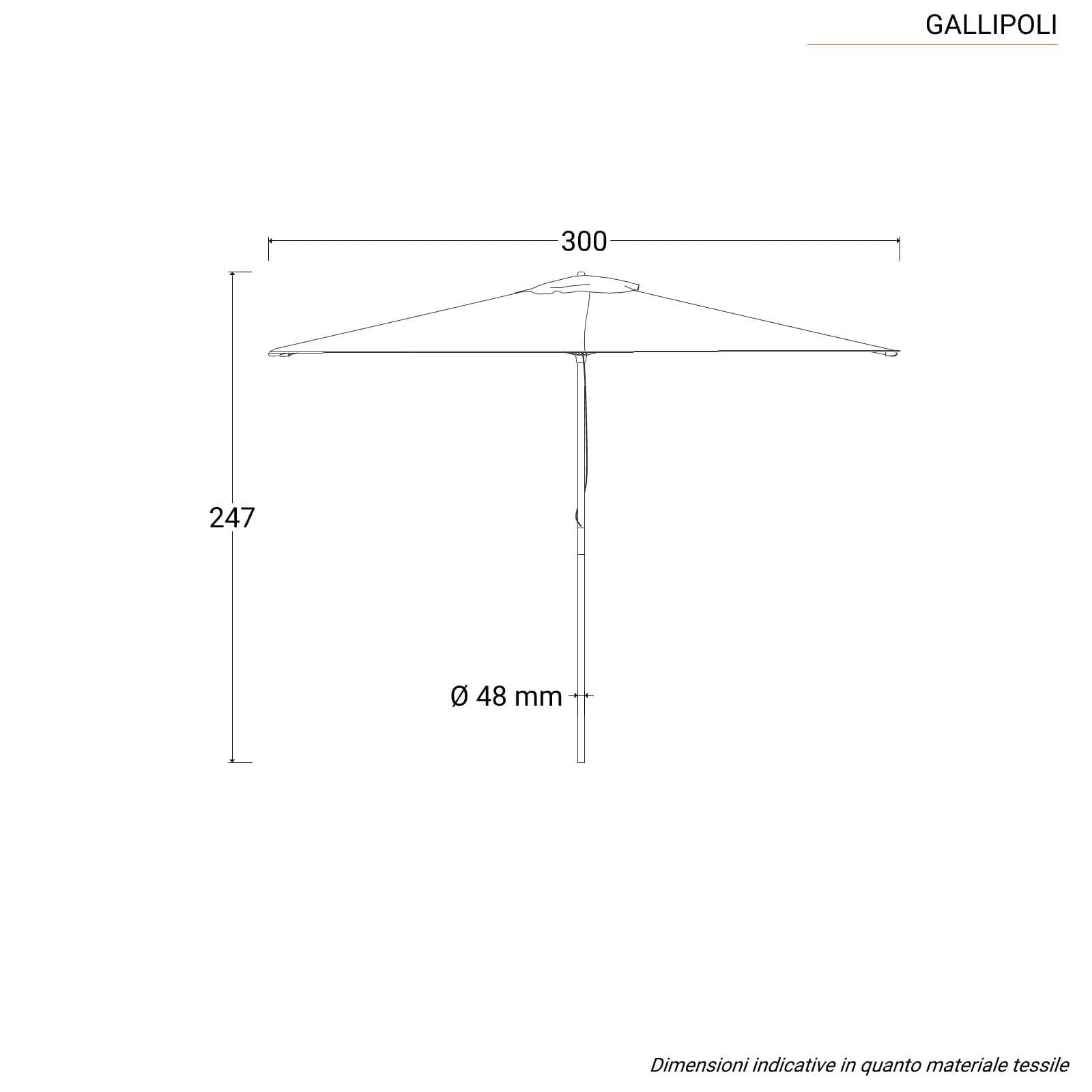Ombrellone rotondo 3 m con palo centrale in legno e telo ecrù – Gallipoli