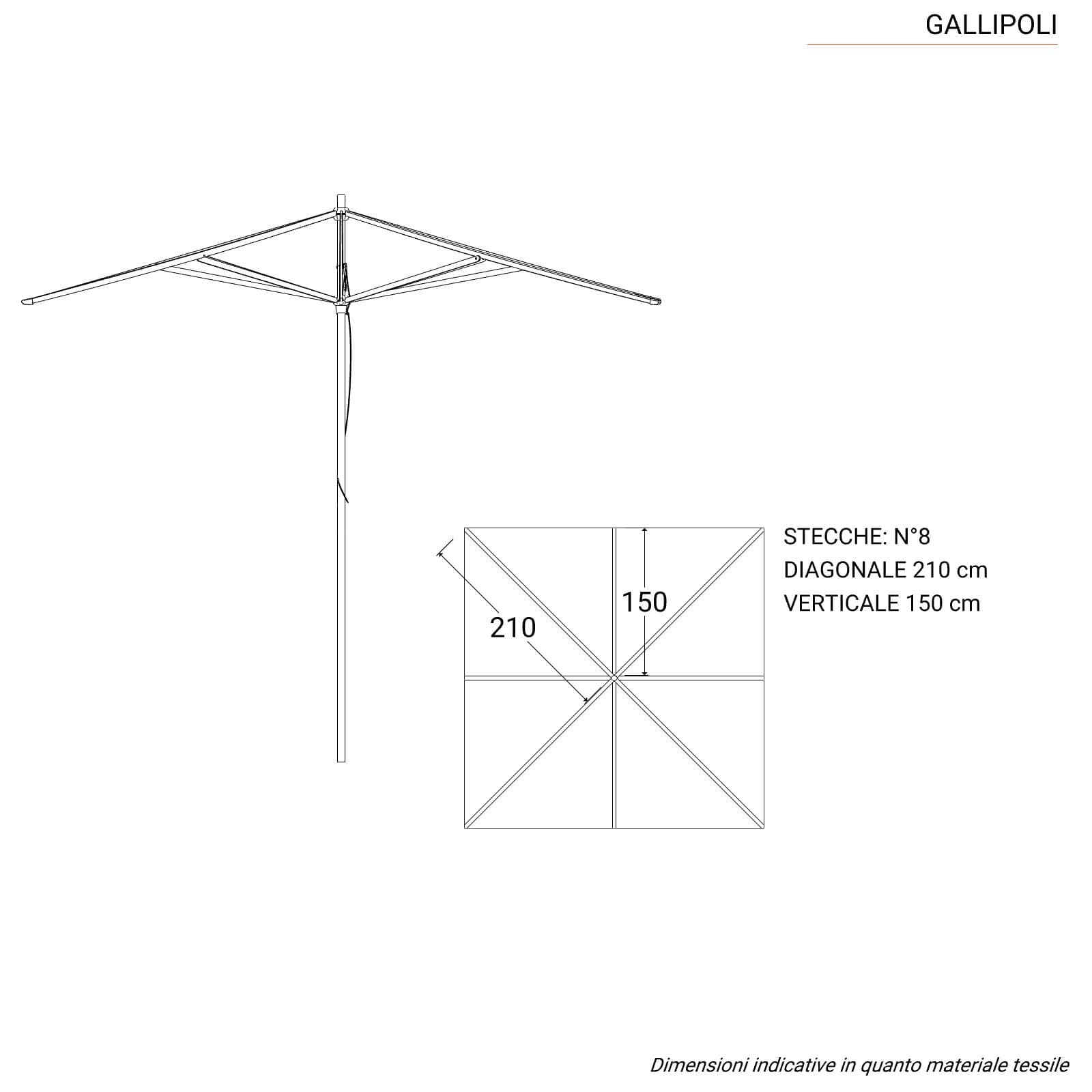 Ombrellone da giardino 3x3 m palo centrale telo ecrù con volant - Gallipoli