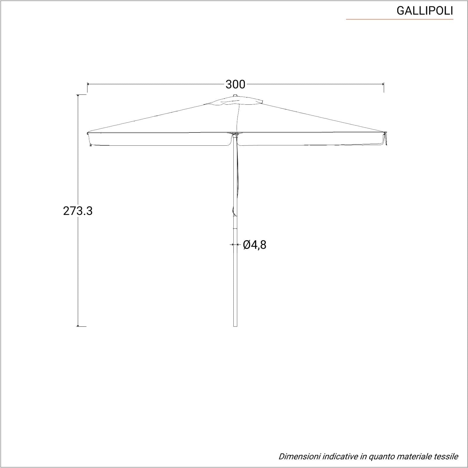 Ombrellone da giardino 3x3 m palo centrale telo ecrù con volant - Gallipoli