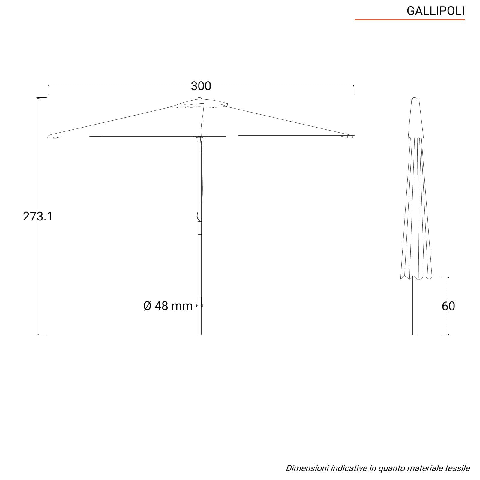 Ombrellone da giardino 3x3 m palo centrale telo ecrù - Gallipoli