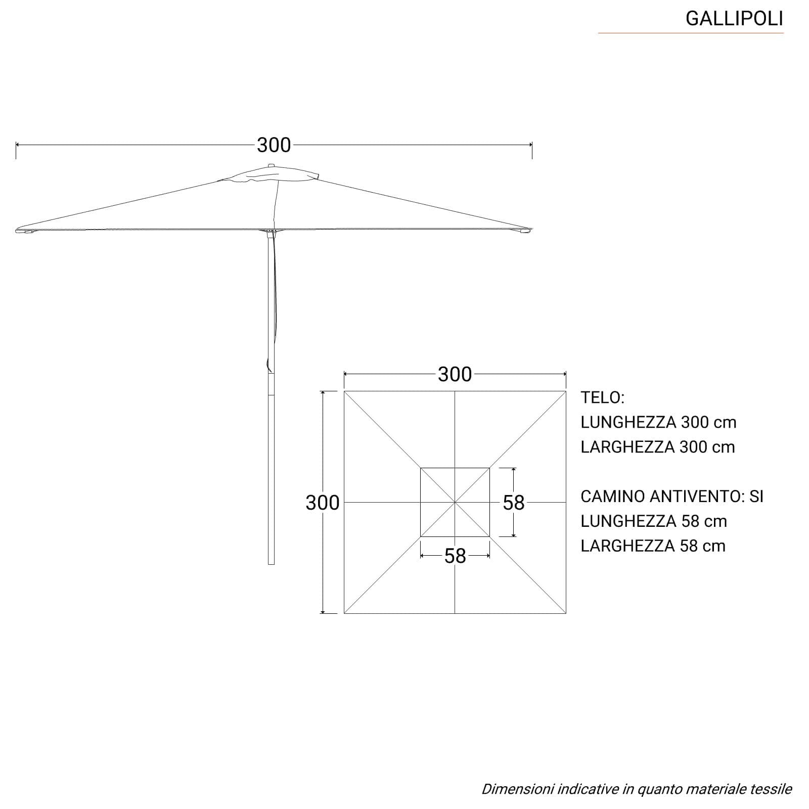 Ombrellone da giardino 3x3 m palo centrale telo ecrù - Gallipoli