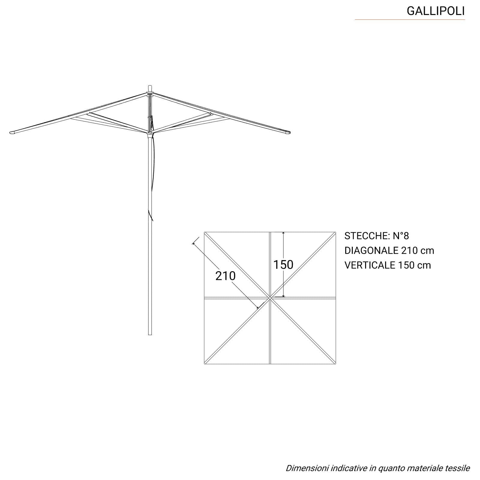 Ombrellone da giardino 3x3 m palo centrale telo ecrù - Gallipoli