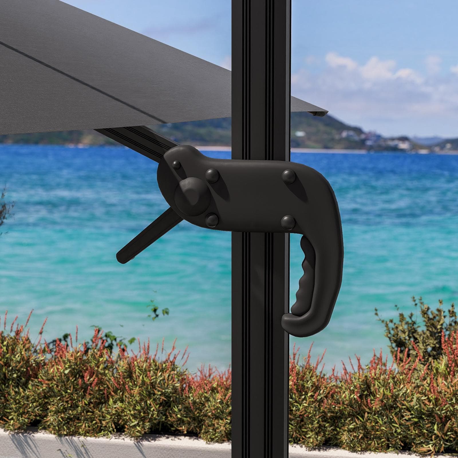 Ombrellone da giardino 4x3 m palo antracite e telo grigio - Portos