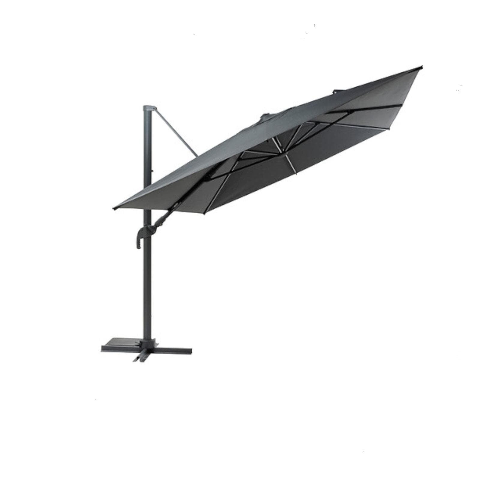 Ombrellone LED palo laterale 4x3 m in alluminio e telo in tessuto olefin antracite - Gabrix