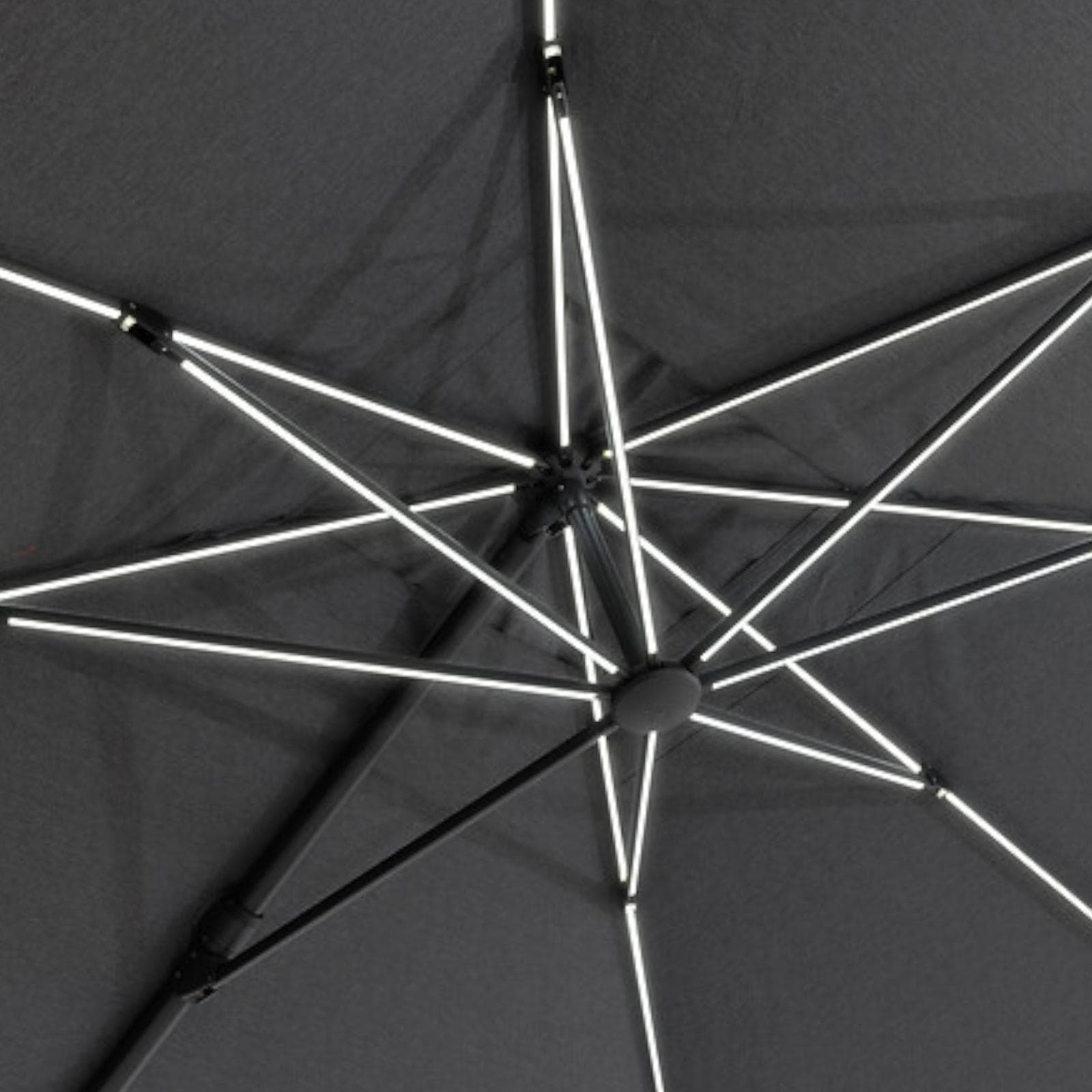 Ombrellone LED palo laterale 4x3 m in alluminio e telo in tessuto olefin antracite - Gabrix
