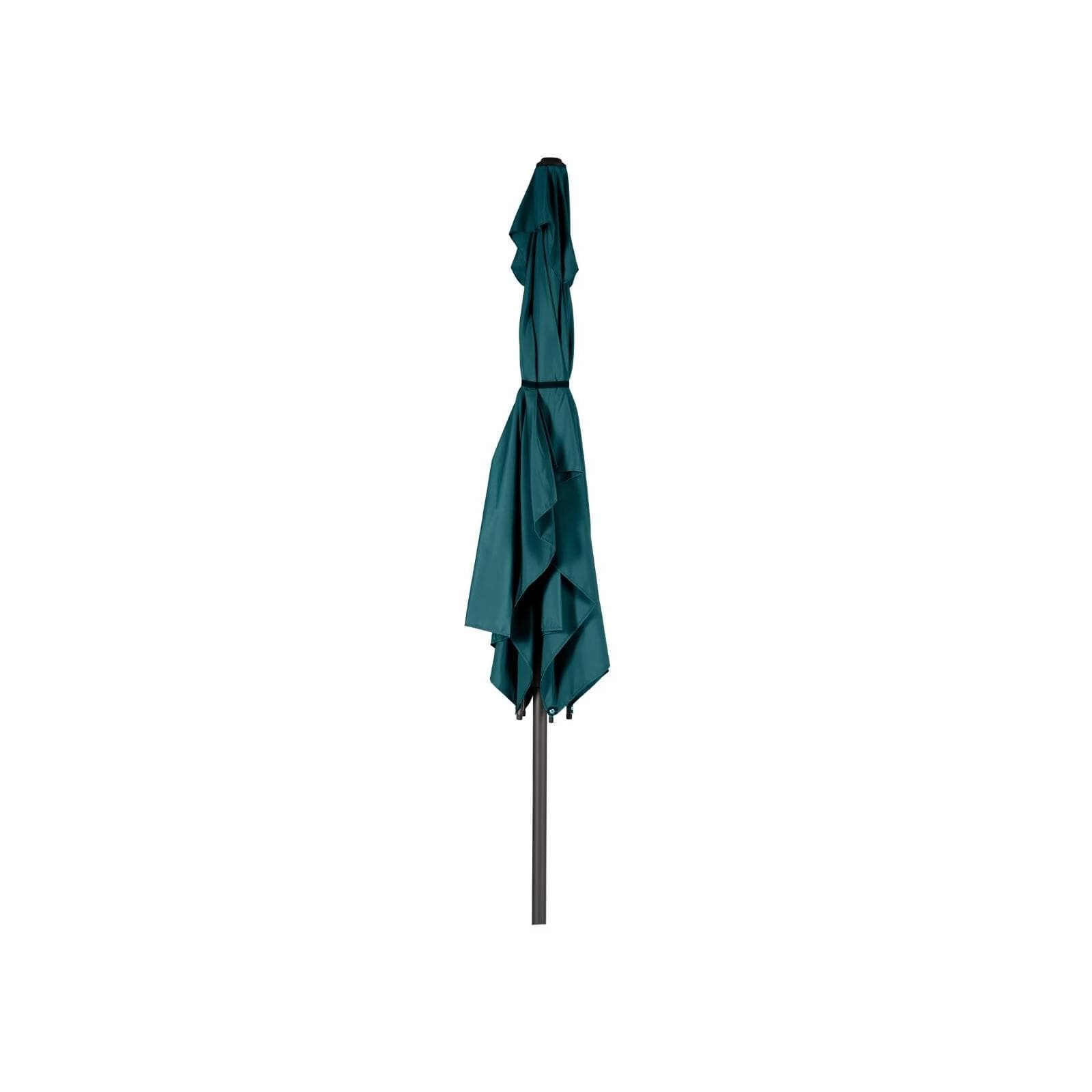 Ombrellone palo centrale 2x3 m in alluminio grafite con snodo e telo blu pavone - Huda